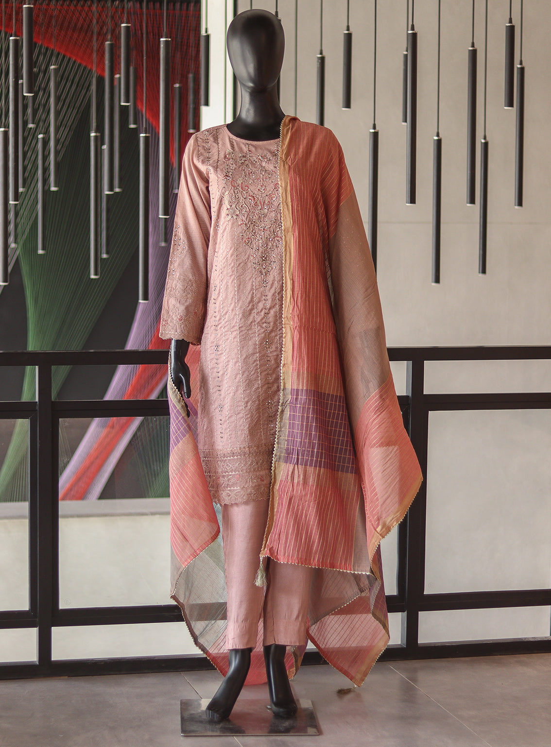 LSM Galleria Luxury Embroidered Rawsilk 3 Piece Stitched Suit - LSM24G LG-AS-0017