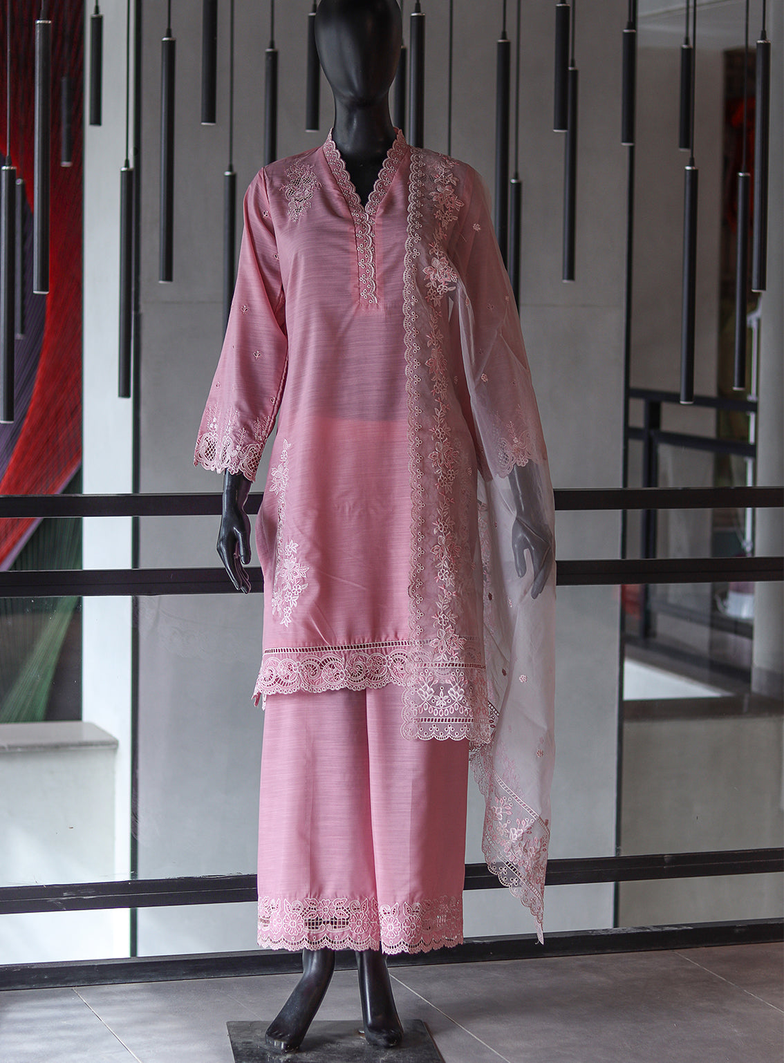 LSM Galleria Luxury Embroidered Rawsilk 3 Piece Stitched Suit - LSM24G LG-IZ-0125