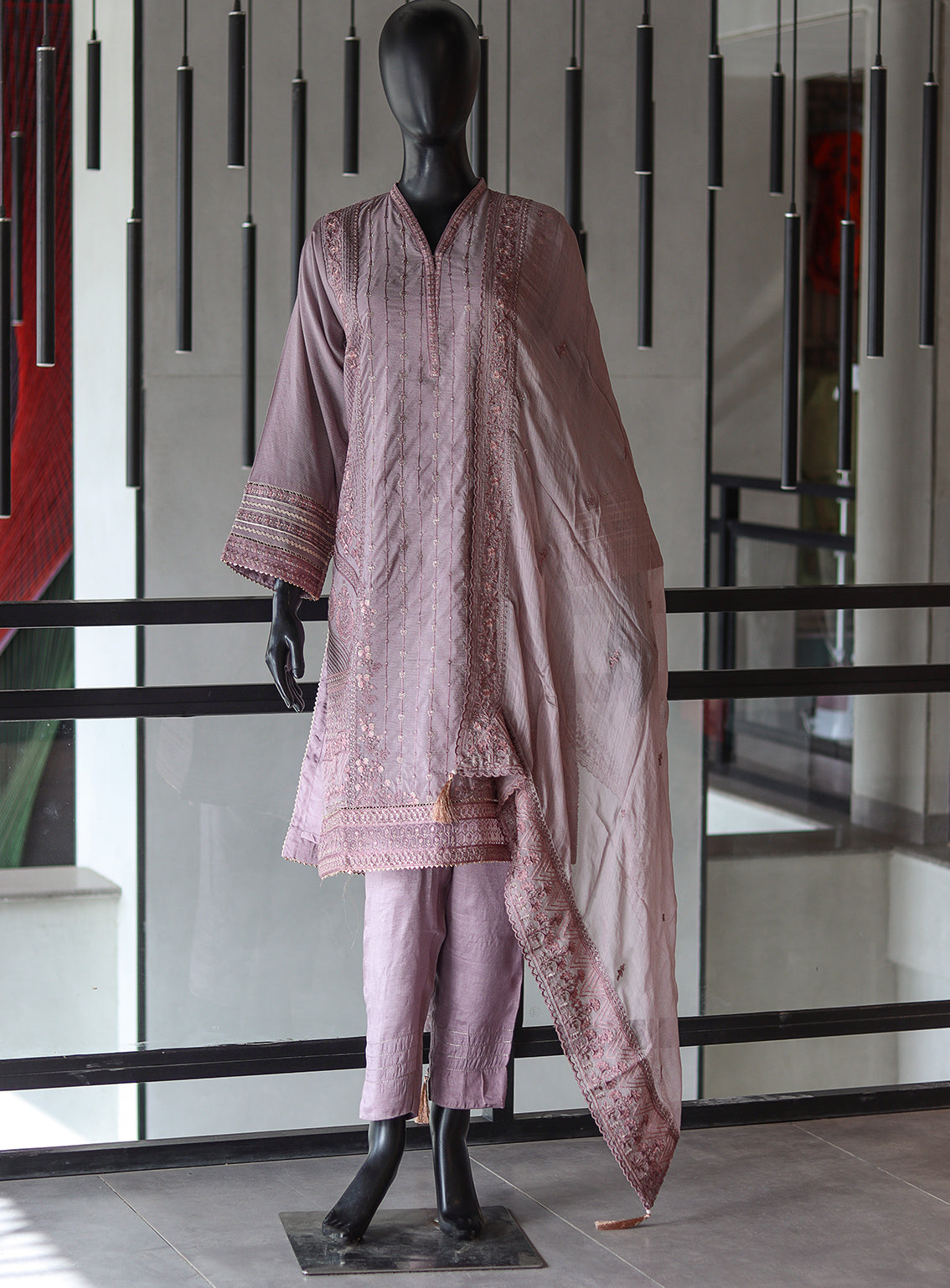LSM Galleria Luxury Embroidered Rawsilk 3 Piece Stitched Suit - LSM24G LG-SK-0121