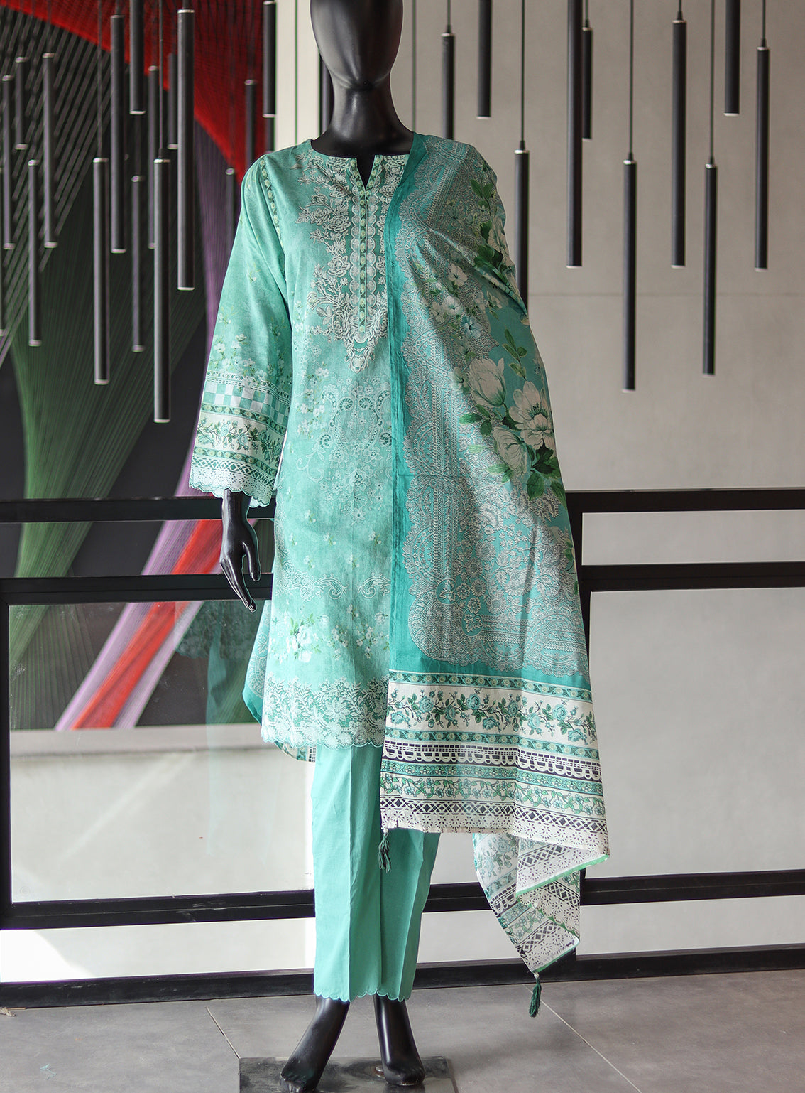 LSM Galleria Zari Printed Lawn 3 Piece Stitched Suit - LSM24G LSM-3537