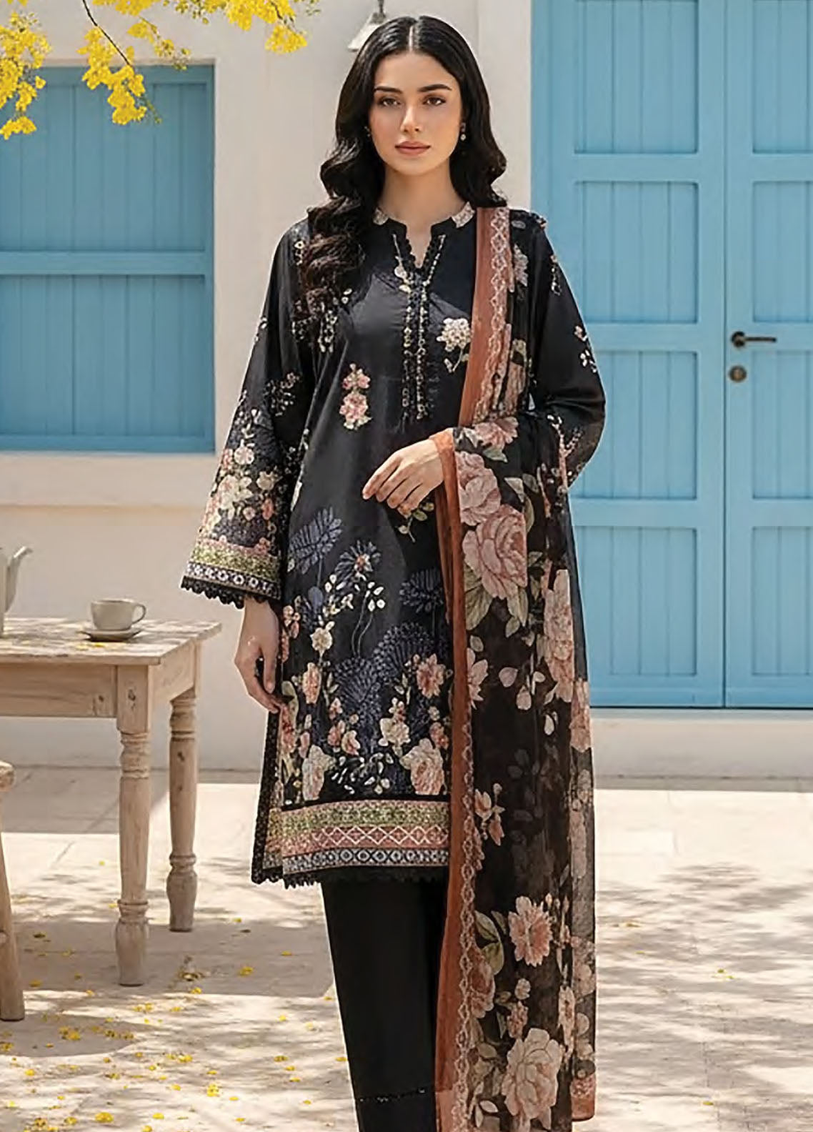 LSM Lakhany Printed Lawn 3 Piece Unstitched Suit LSM26SPV1 D-LG-SG-0087
