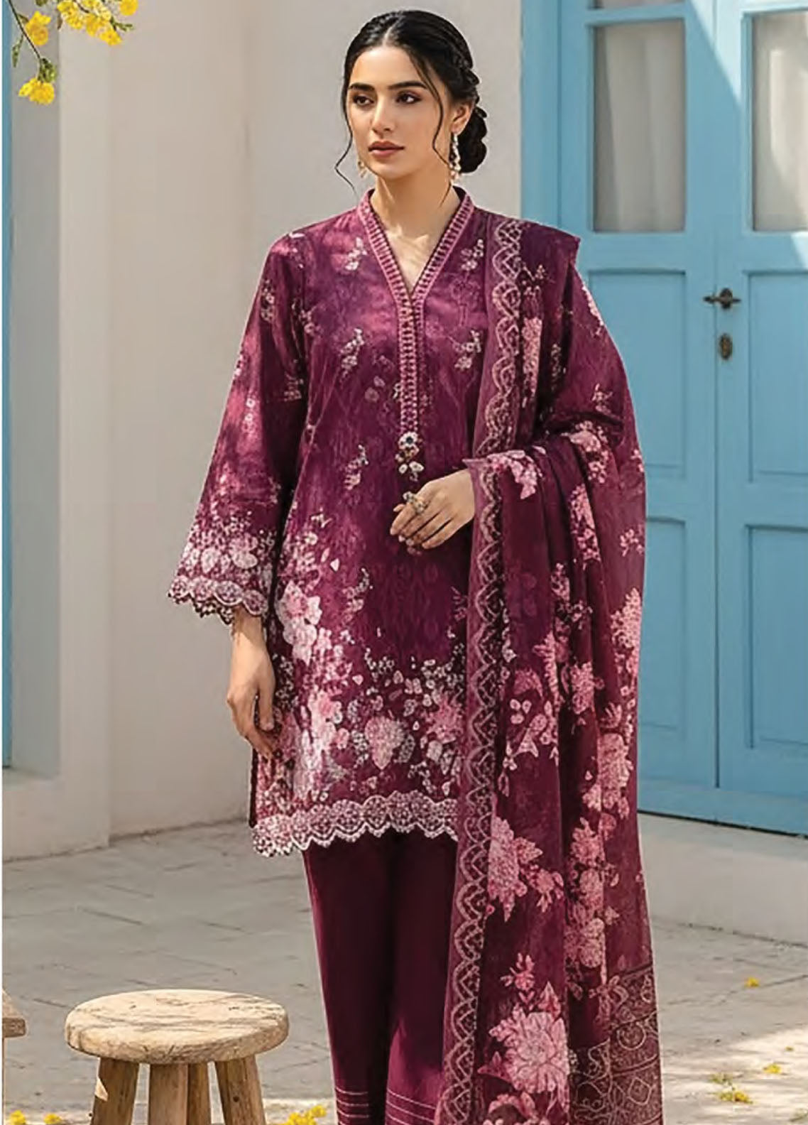 LSM Lakhany Printed Lawn 3 Piece Unstitched Suit LSM26SPV1 D-LG-SG-0092