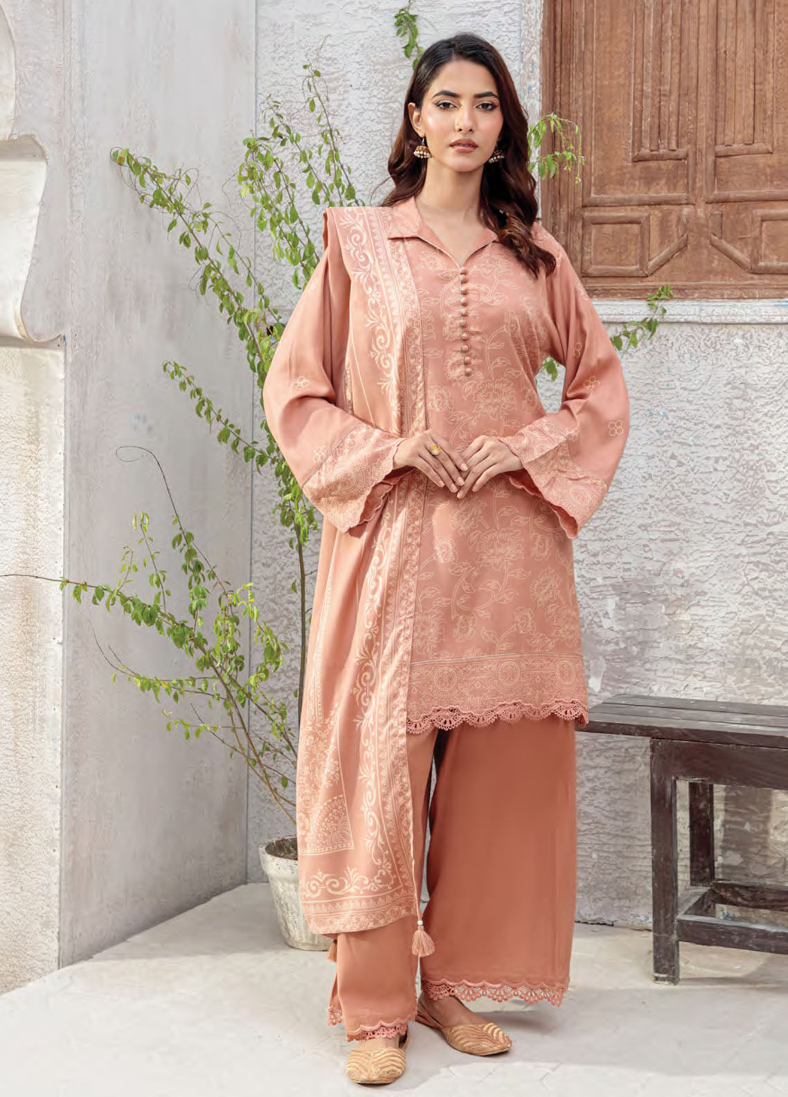 LSM Lakhany Printed Pashmina 3 Piece Unstitched Suit LSM25PP D-LG-RK-0091-A