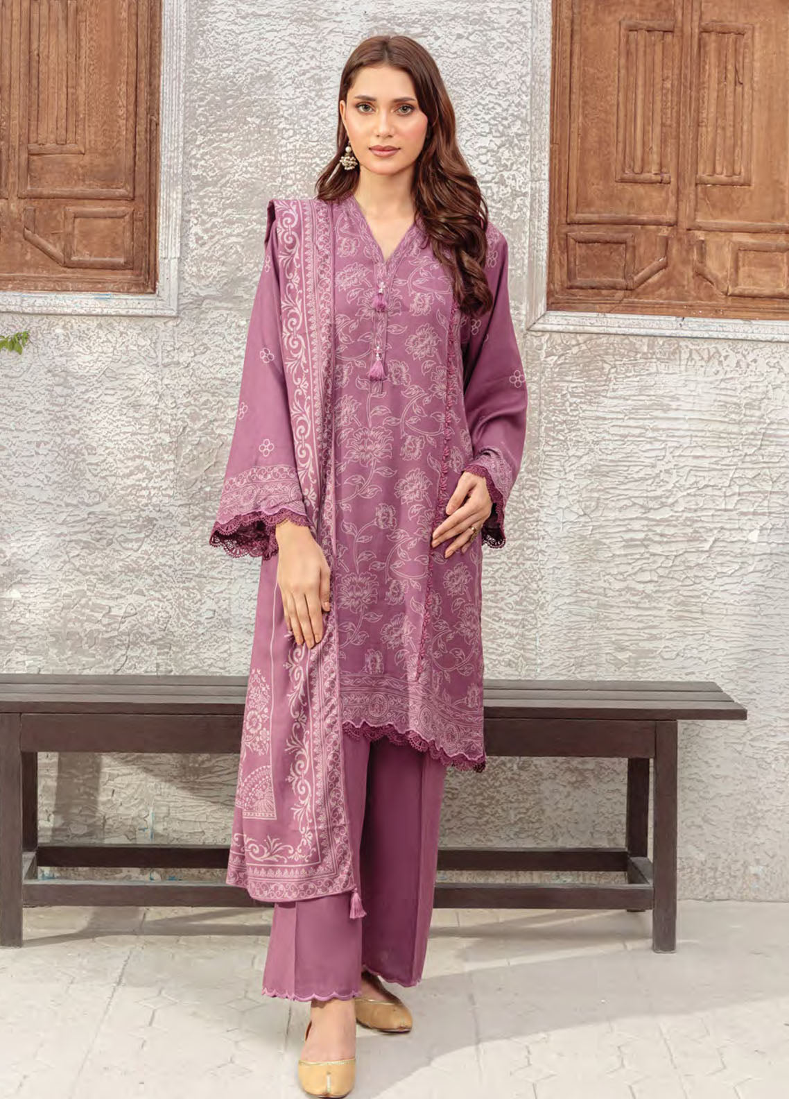 LSM Lakhany Printed Pashmina 3 Piece Unstitched Suit LSM25PP D-LG-RK-0091-C
