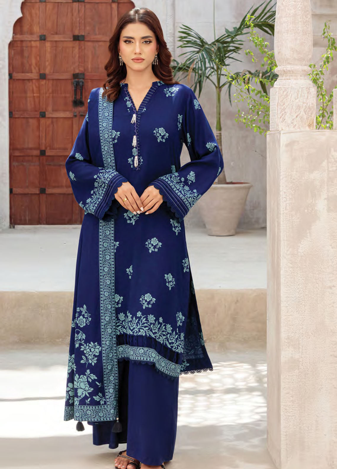 LSM Lakhany Printed Pashmina 3 Piece Unstitched Suit LSM25PP D-LG-RL-0335-A