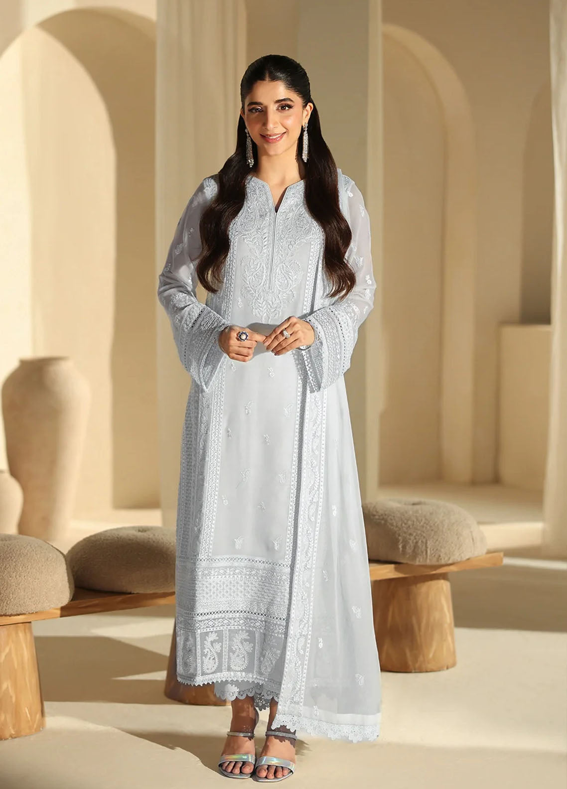 Luxè By Azure Embroidered Chiffon 3 Piece Unstitched Suit AZU25L D-ICE SERENITY