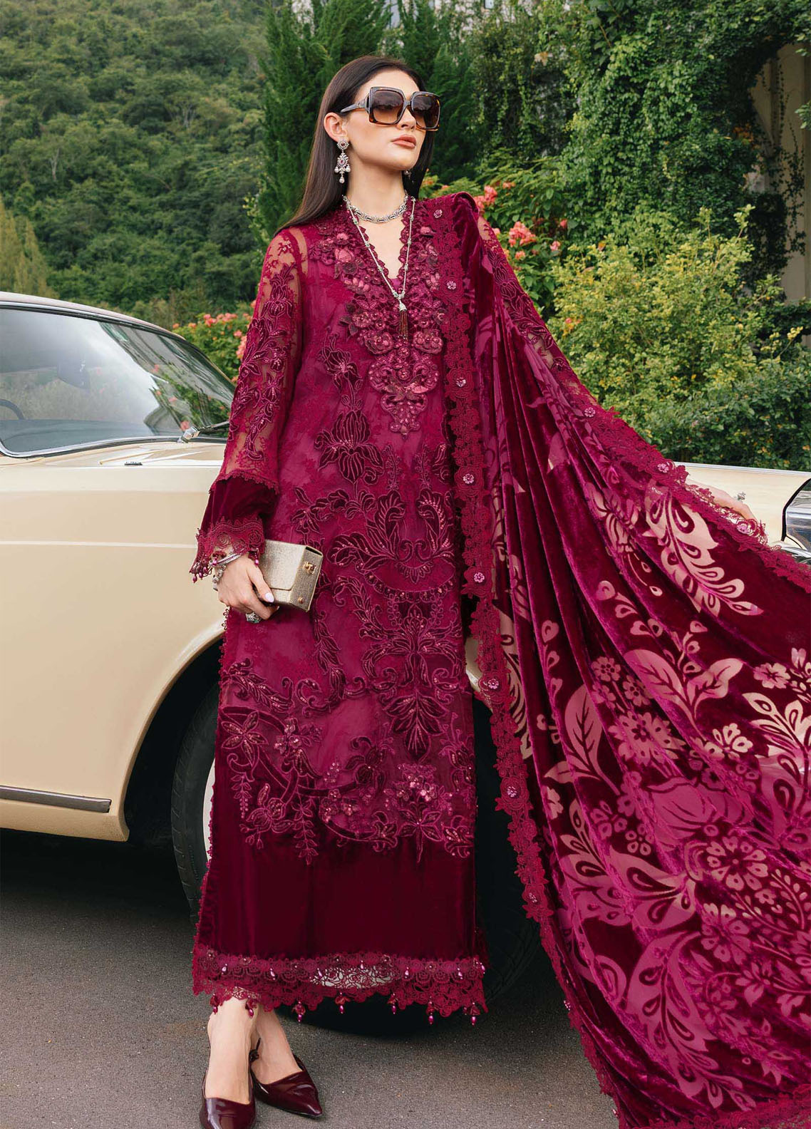 Luxe By Maria B Embroidered Chantilly 3 Piece Unstitched Suit MB25LW WL-1308