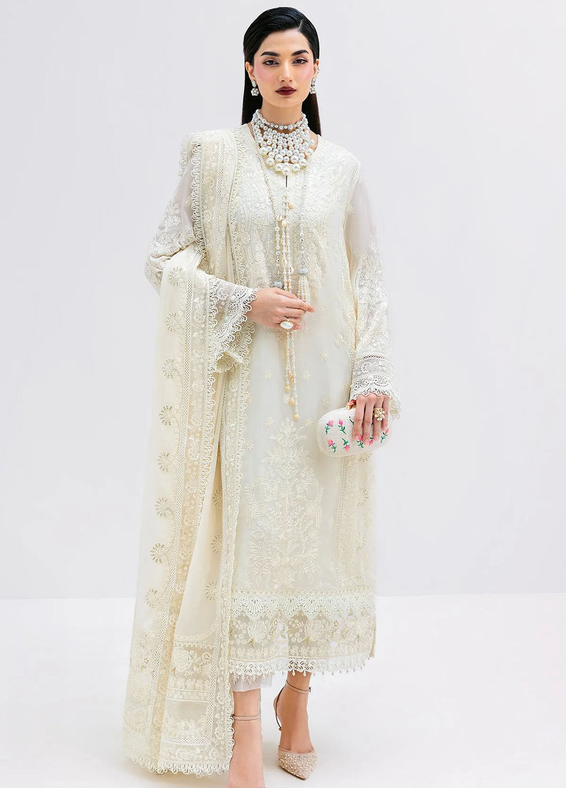 Luxe Serene By Imrozia Embroidered Georgette 3 Piece Unstitched Suit IM25LS D-S-1086 PEARL