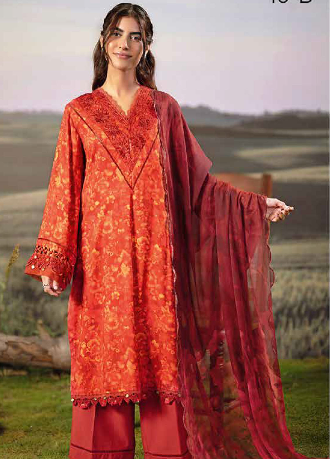 M Basic Fall Comes Home By Maria B Printed Lawn 3 Piece Unstitched Suit MB25FCH D-PFUS-10B