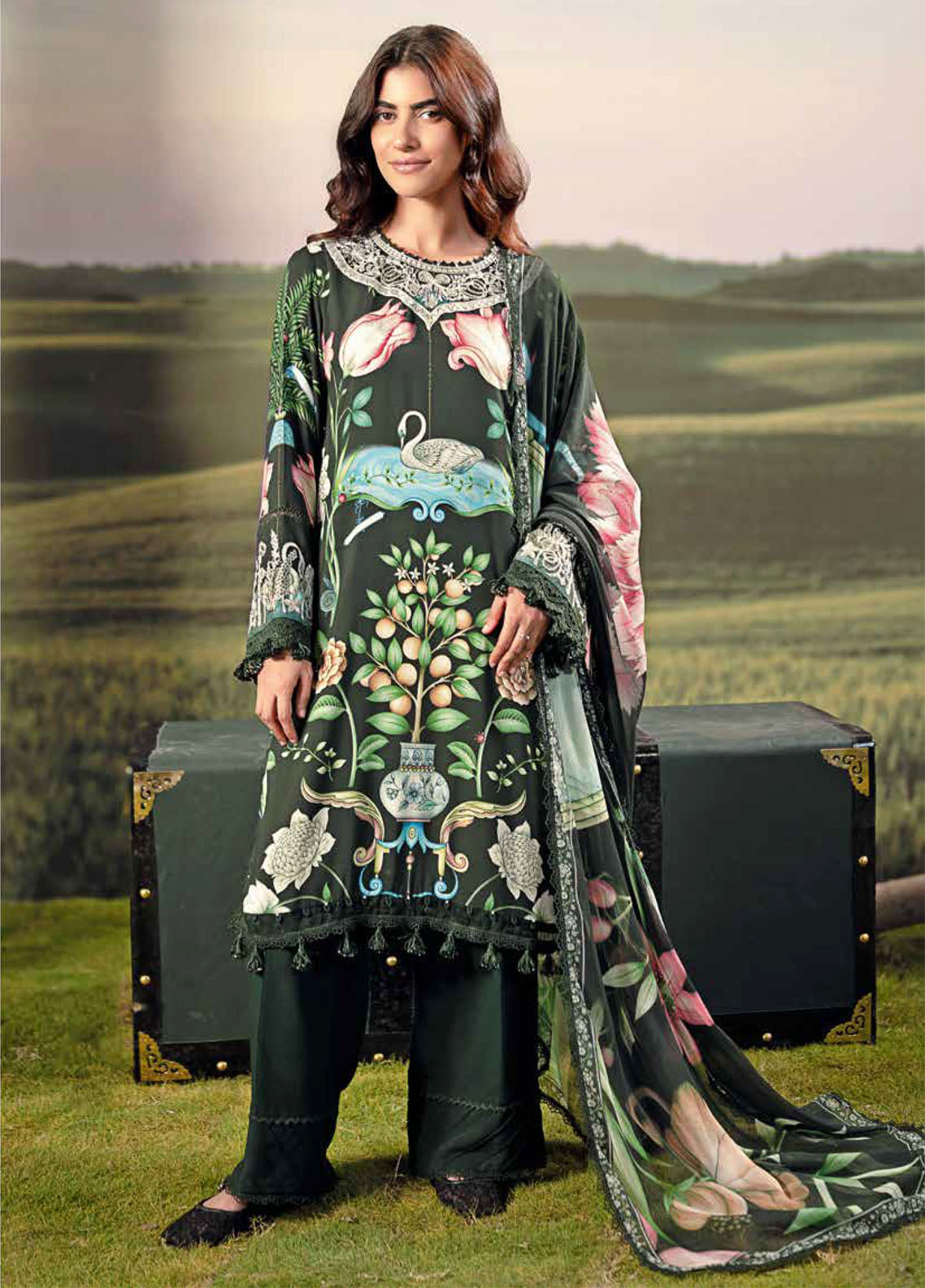 M Basic Fall Comes Home By Maria B Printed Lawn 3 Piece Unstitched Suit MB25FCH D-PFUS-4A