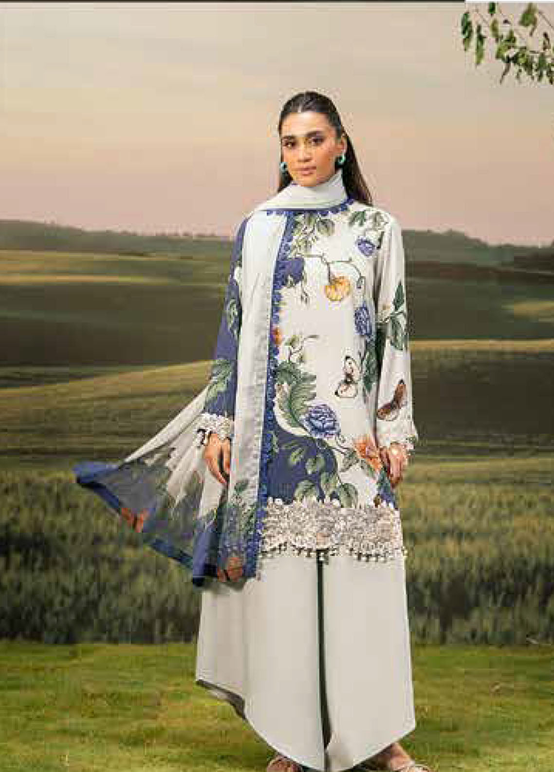 M Basic Fall Comes Home By Maria B Printed Lawn 3 Piece Unstitched Suit MB25FCH D-PFUS-7B