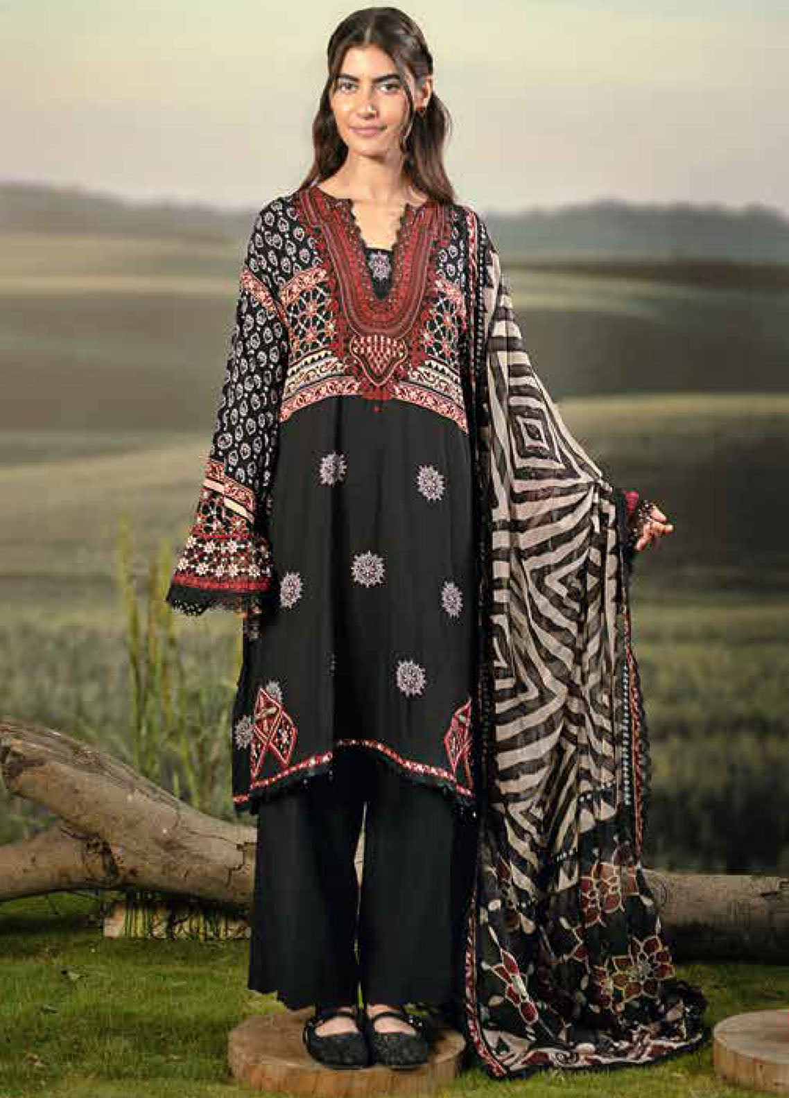 M Basic Fall Comes Home By Maria B Printed Lawn 3 Piece Unstitched Suit MB25FCH D-PFUS-9A