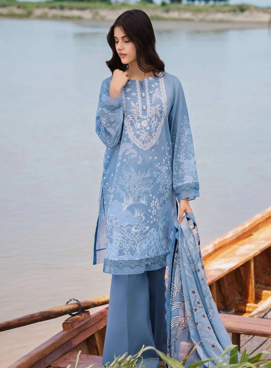 M Basics By Maria B Embroidered Lawn 3 Piece Unstitched Suit MB24M2 3A