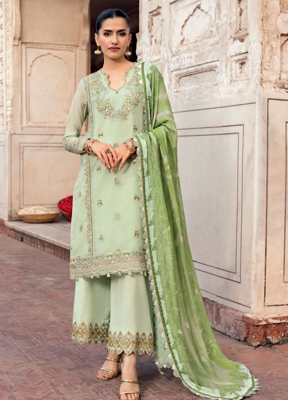 M Basics By Maria B Festive Embroidered Net 4 Piece Unstitched Suit MB25MBSF D-FUS-801