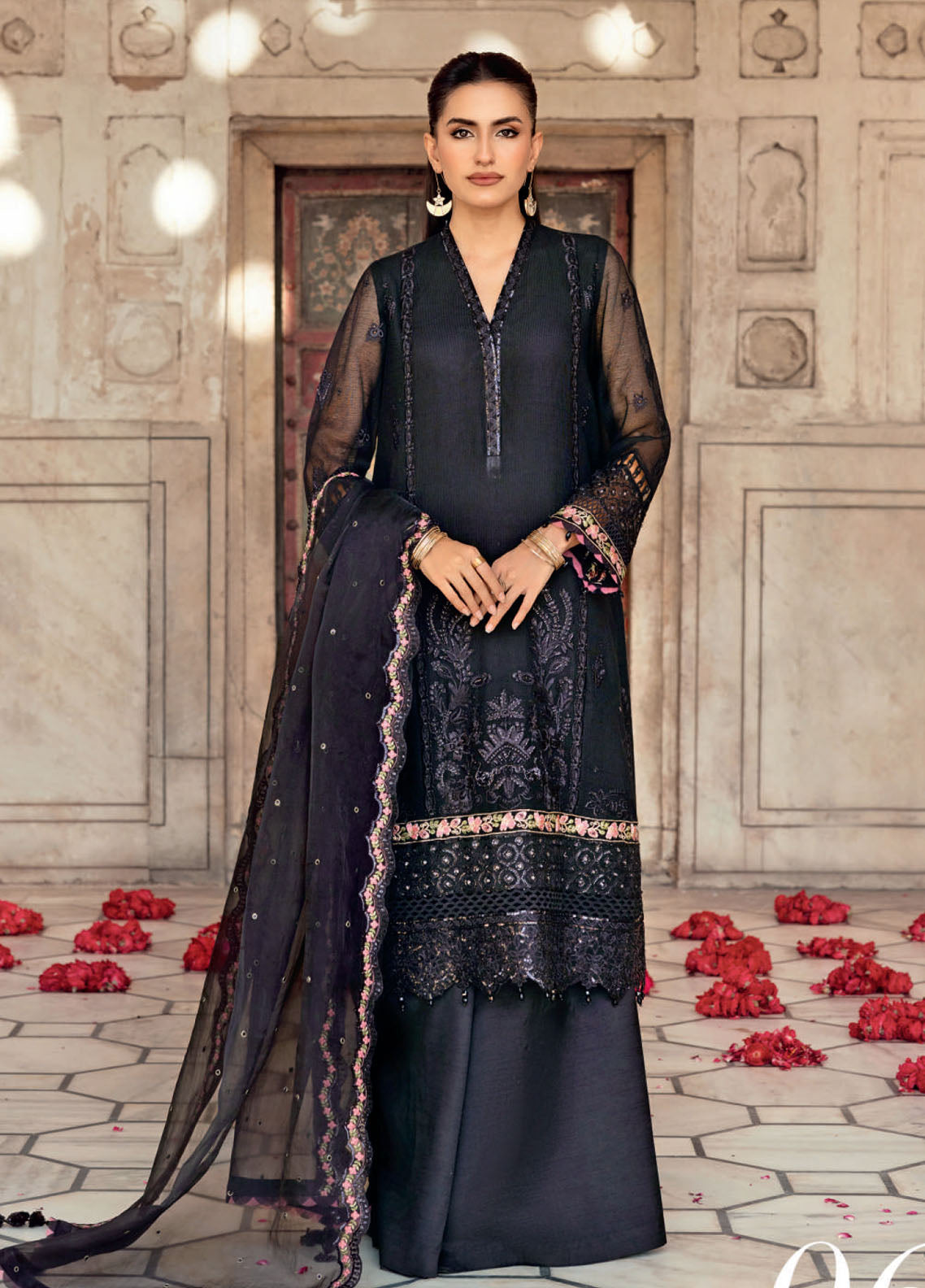 M Basics By Maria B Festive Embroidered Net 4 Piece Unstitched Suit MB25MBSF D-FUS-806