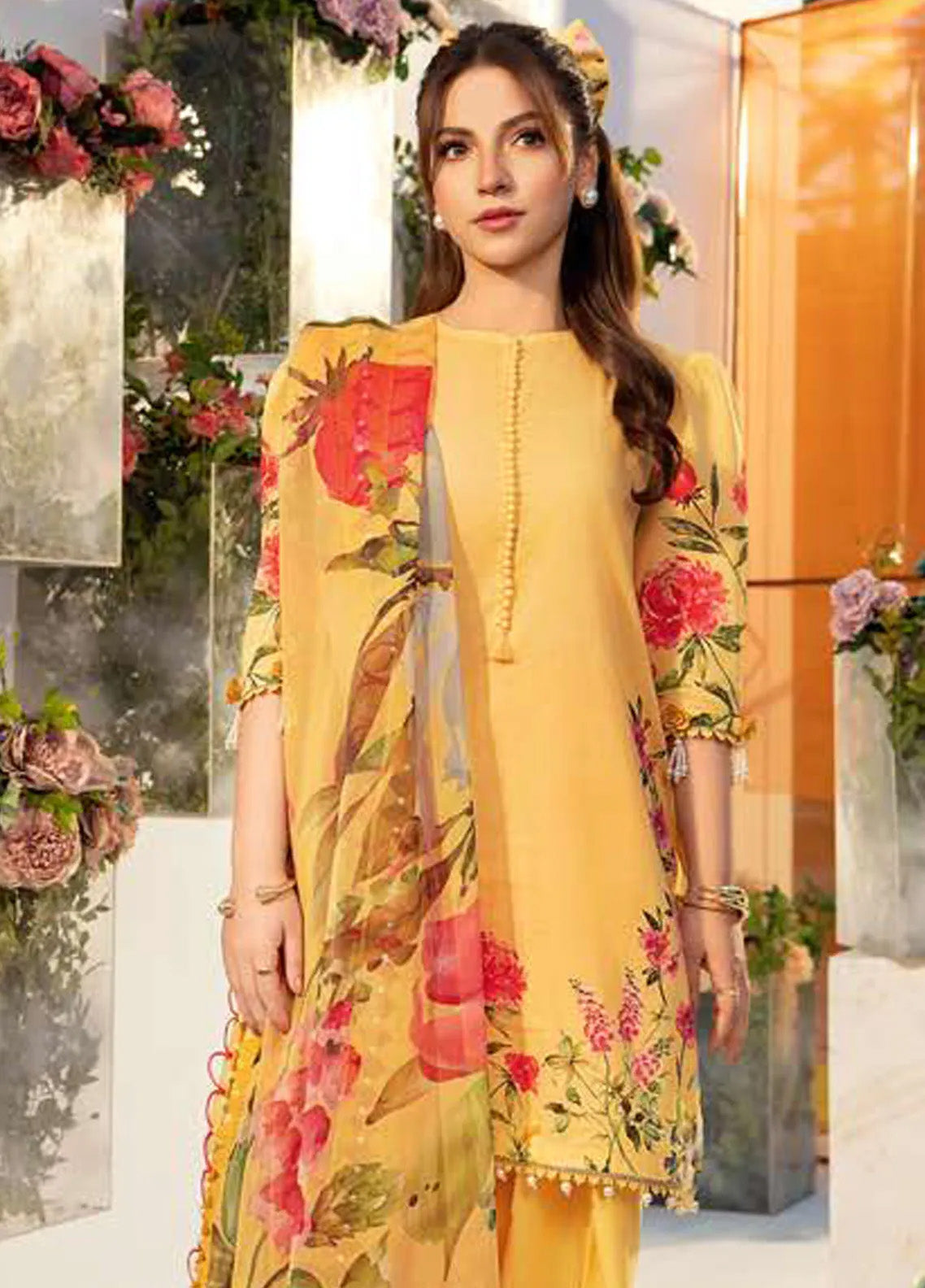M Basics By Maria B Printed Lawn 3 Piece Unstitched Suit MB25MBL D-01 A