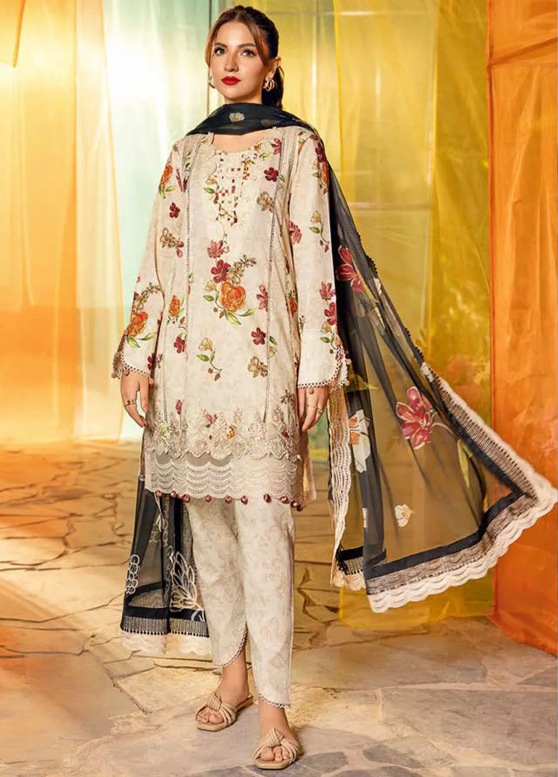 M Basics By Maria B Printed Lawn 3 Piece Unstitched Suit MB25MBL D-02 B
