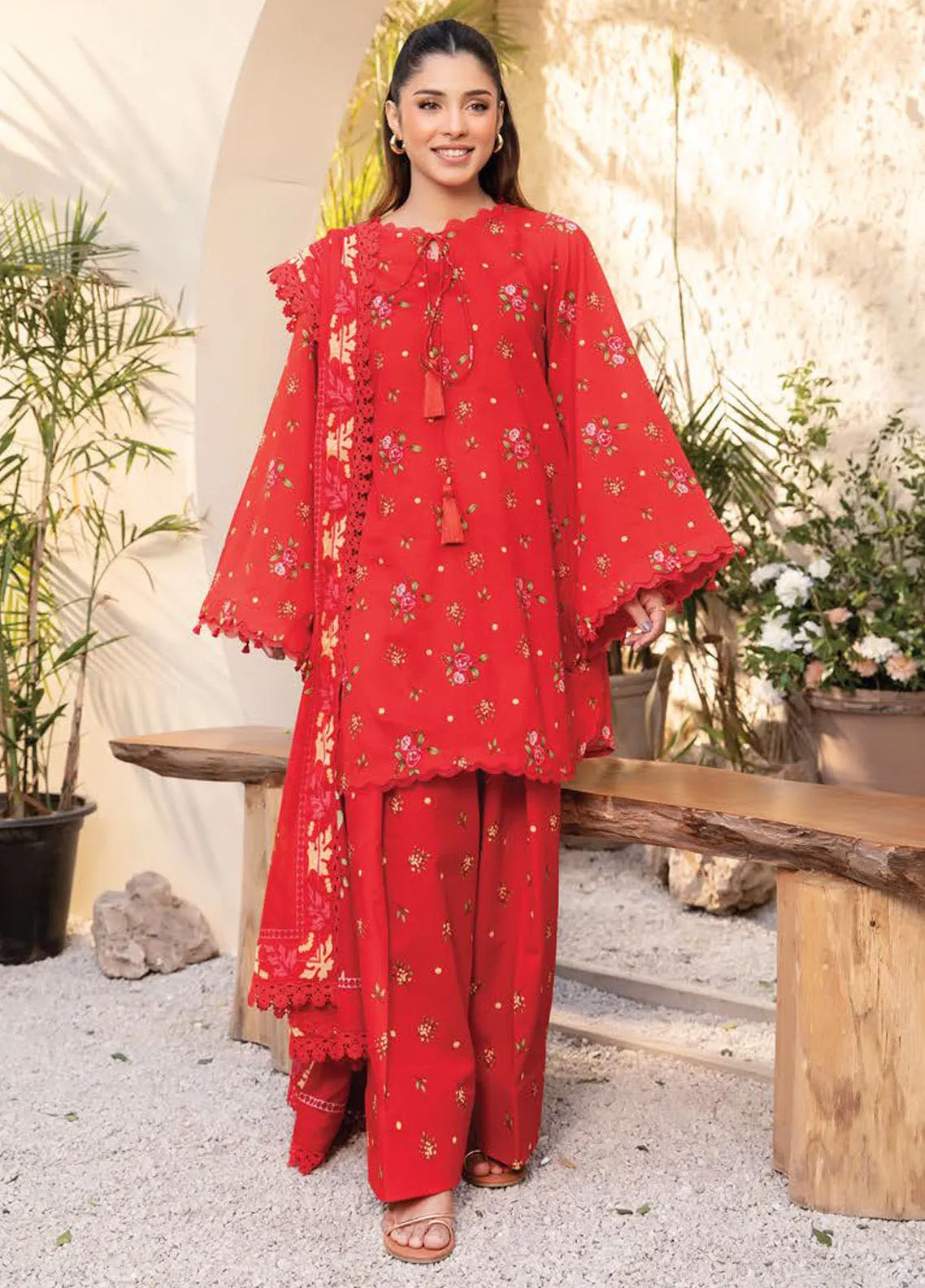 M Basics Elaheh By Maria B Printed Lawn 3 Piece Unstitched Suit MB25EMV1 D-01