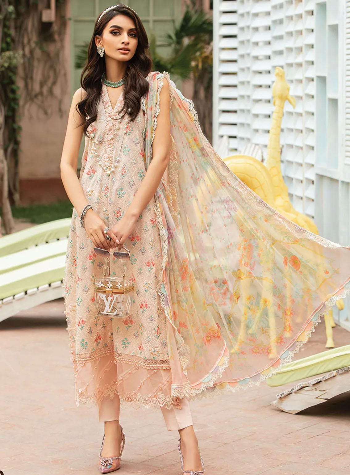 M Prints By Maria B Eid Embroidered Lawn 3 Piece Unstitched Suit MB24E2 3B