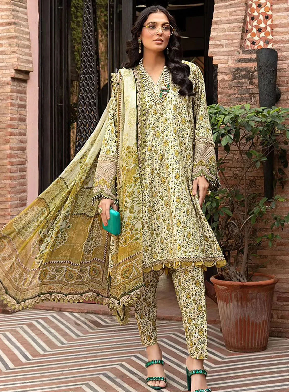 M Prints By Maria B Eid Embroidered Lawn 3 Piece Unstitched Suit MB24E2 7A