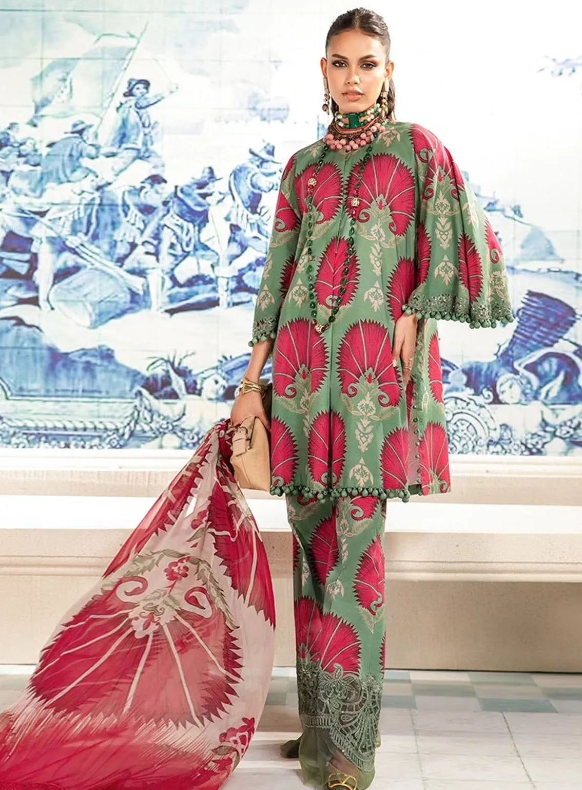 M Prints By Maria B Eid Embroidered Lawn 3 Piece Unstitched Suit MB24E2 9A