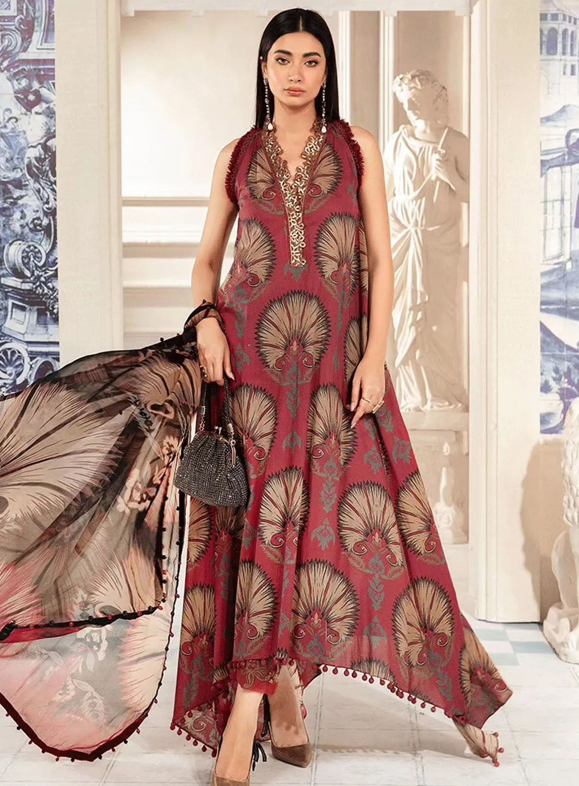M Prints By Maria B Eid Embroidered Lawn 3 Piece Unstitched Suit MB24E2 9B