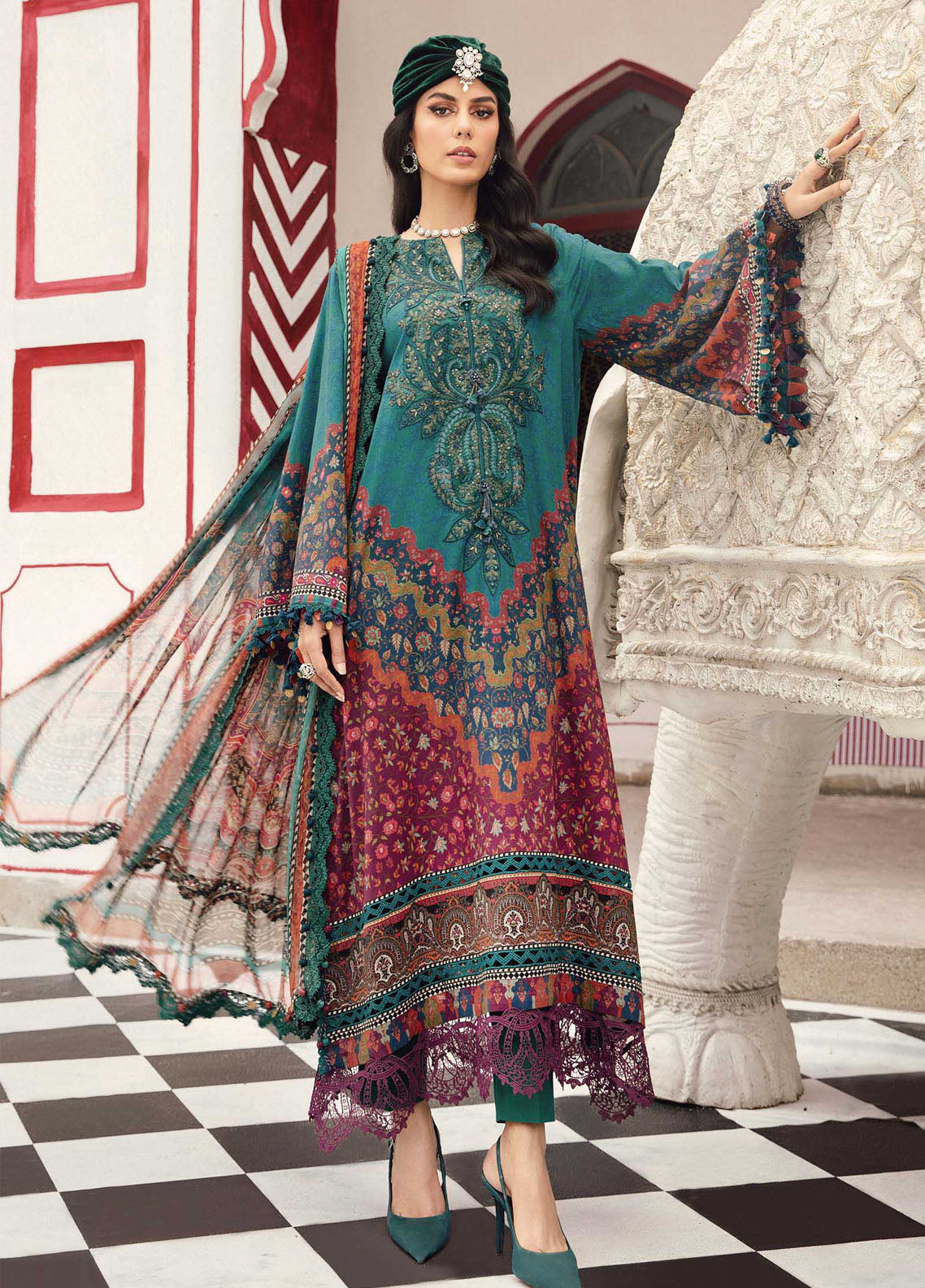 M.Prints By Maria B Embroidered Cambric Suits Unstitched 3 Piece MB25FE MPT-2710-B