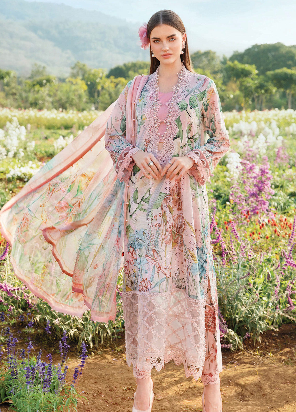 M.Prints By Maria B Embroidered Lawn 3 Piece Unstitched Suit MB25S MPT-2502-A