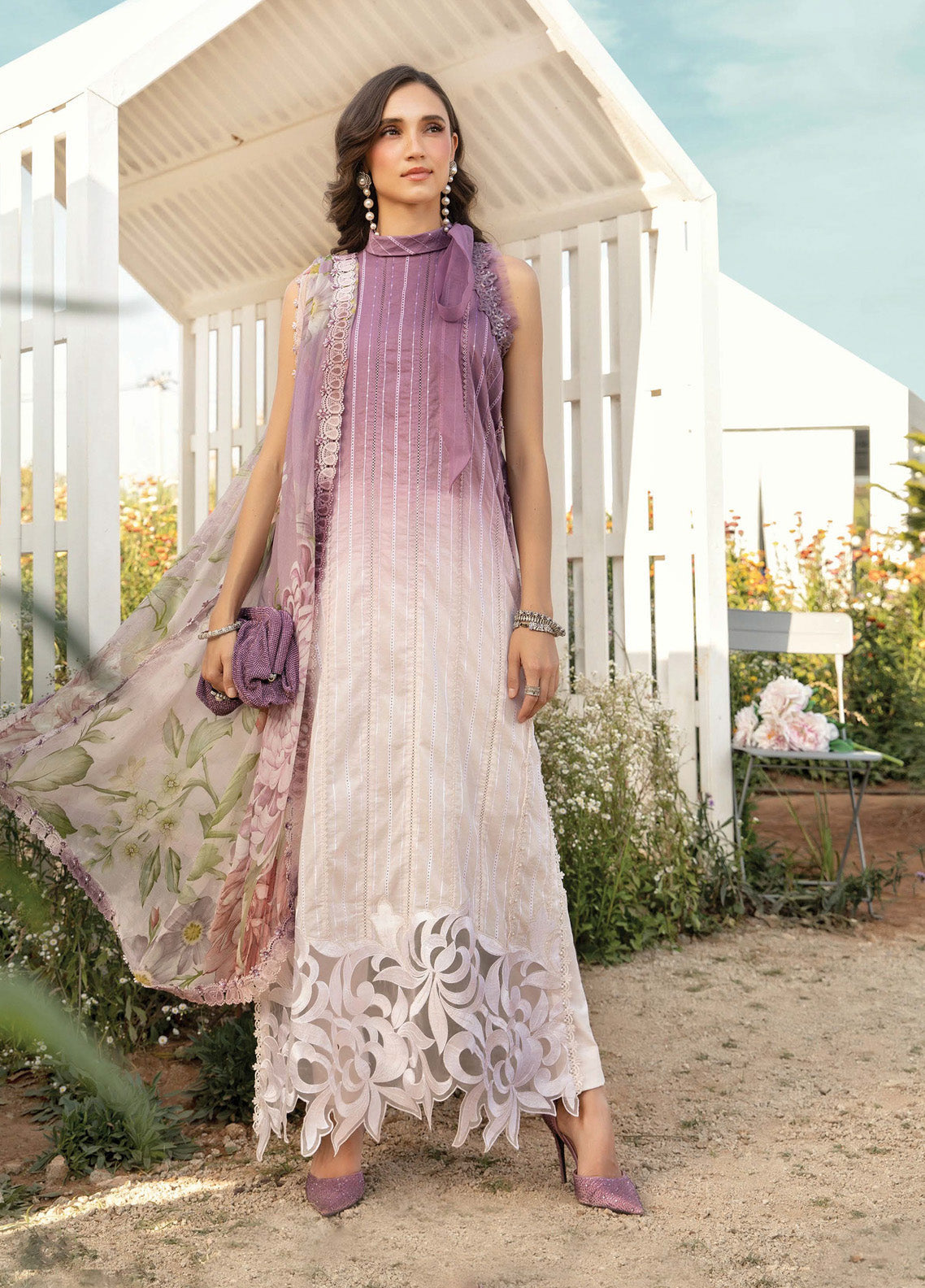 M.Prints By Maria B Embroidered Lawn 3 Piece Unstitched Suit MB25S MPT-2506-B