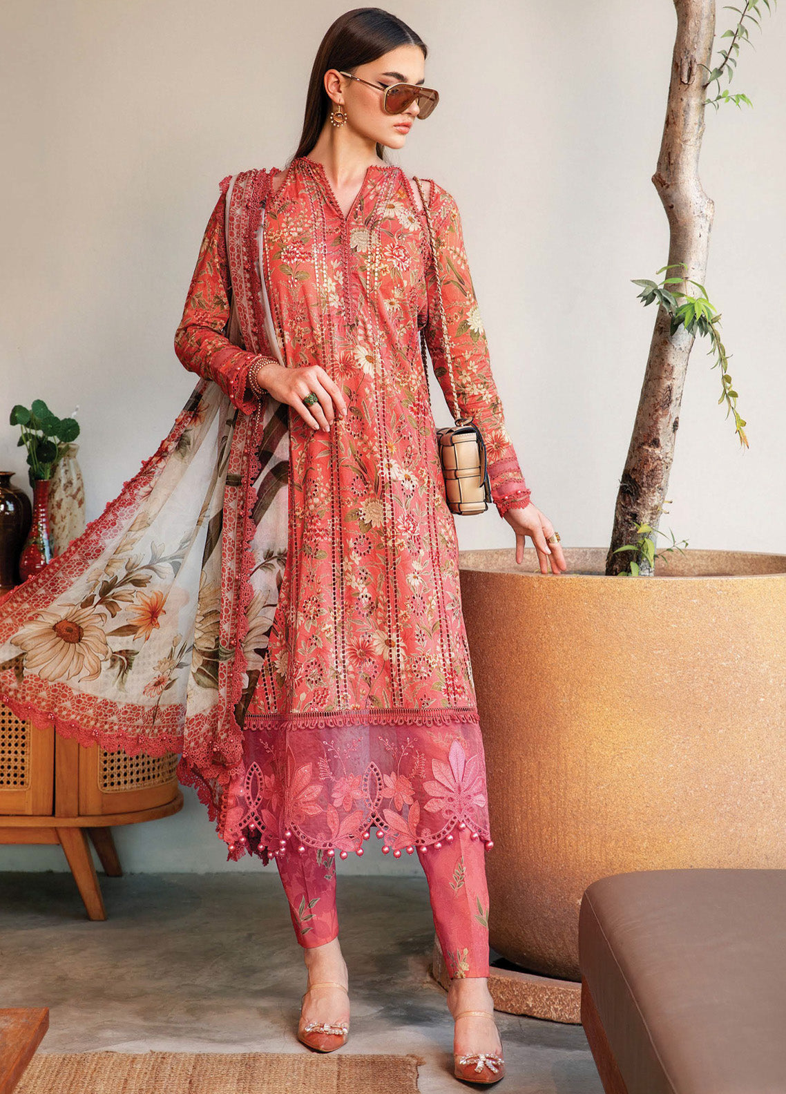 M.Prints By Maria B Embroidered Lawn 3 Piece Unstitched Suit MB25S MPT-2508-A