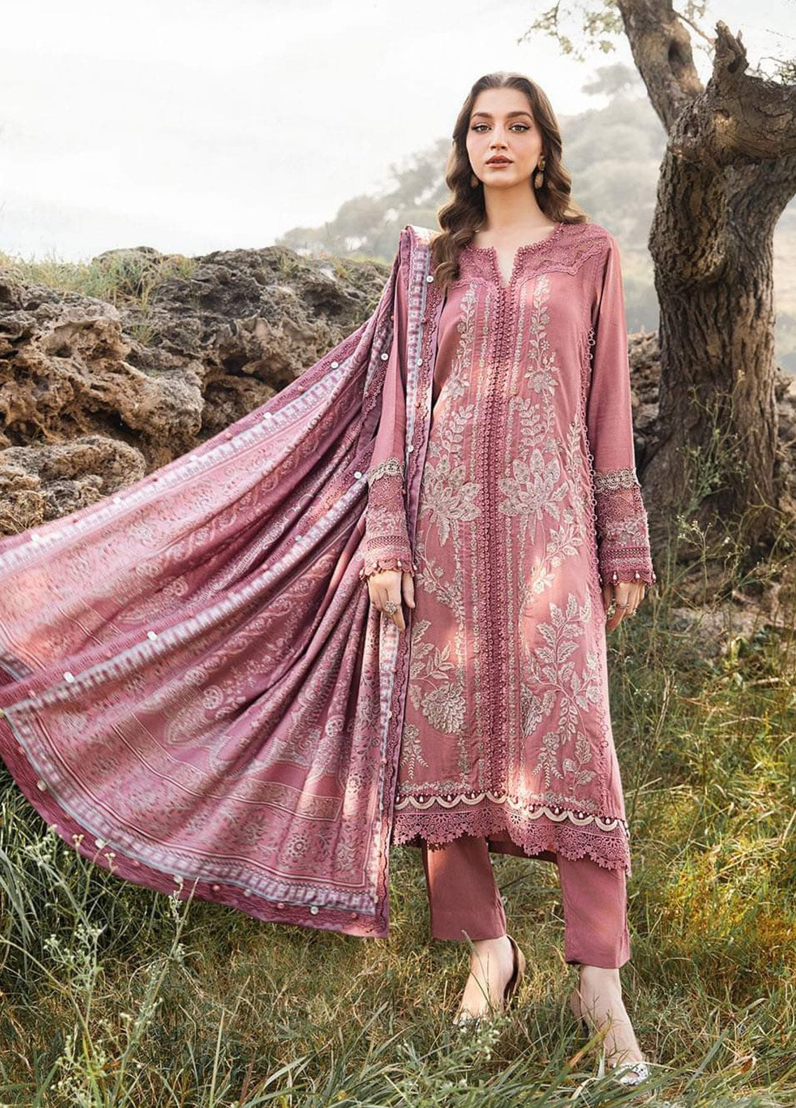 M.Prints By Maria B Embroidered Linen 3 Piece Unstitched Suit MB24WE MPT-2404-A