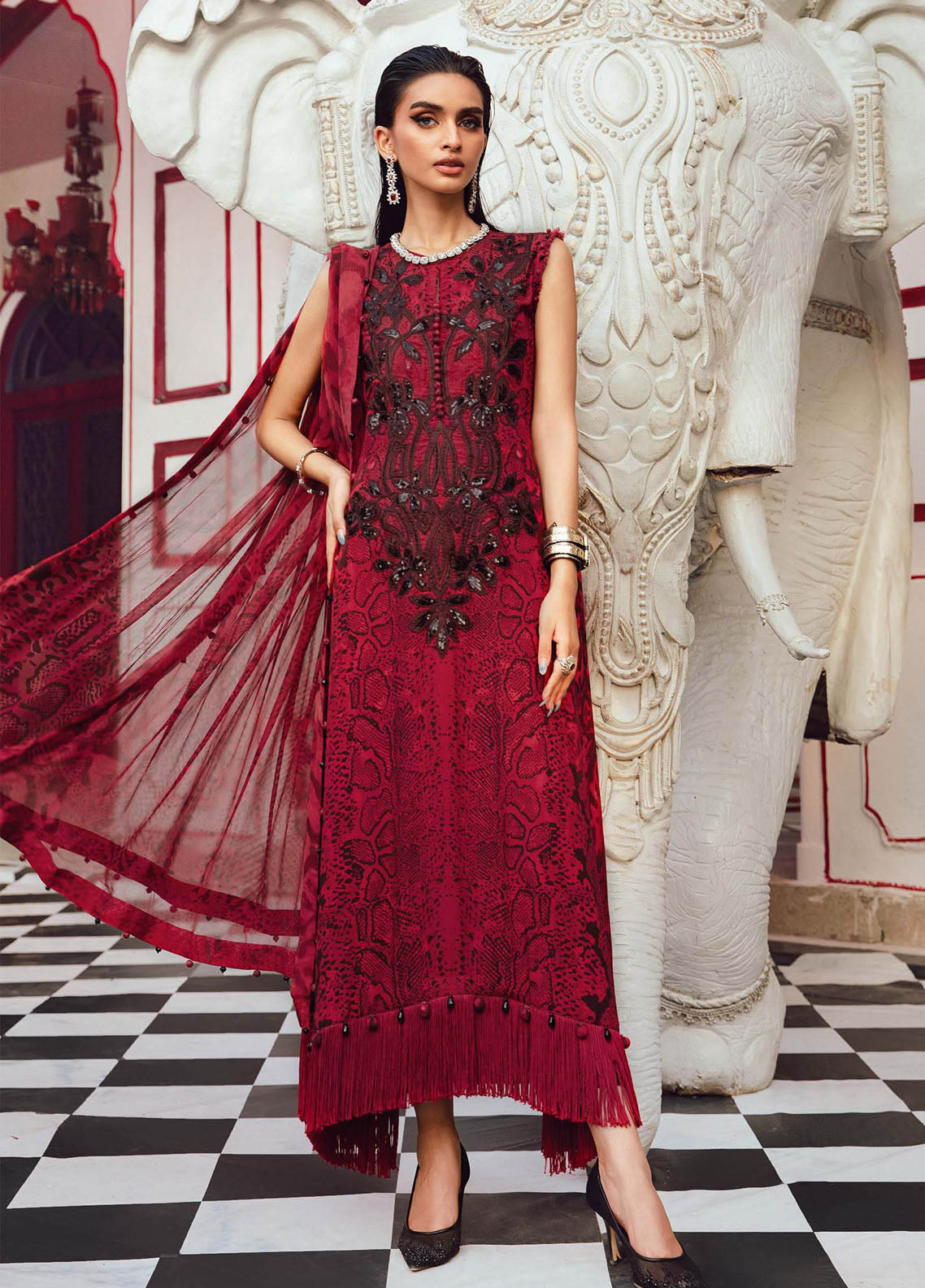 M.Prints By Maria B Embroidered Linen Suits Unstitched 3 Piece MB25FE MPT-2702-A