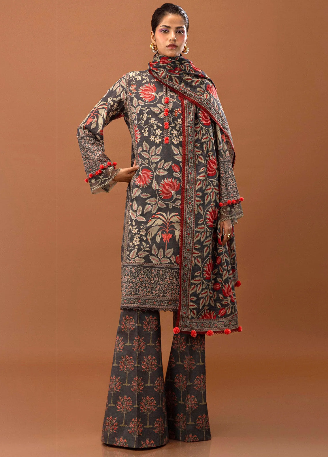 Mahay By Sana Safinaz Embroidered Slub 3 Piece Unstitched Suit H243-002B-3CQ