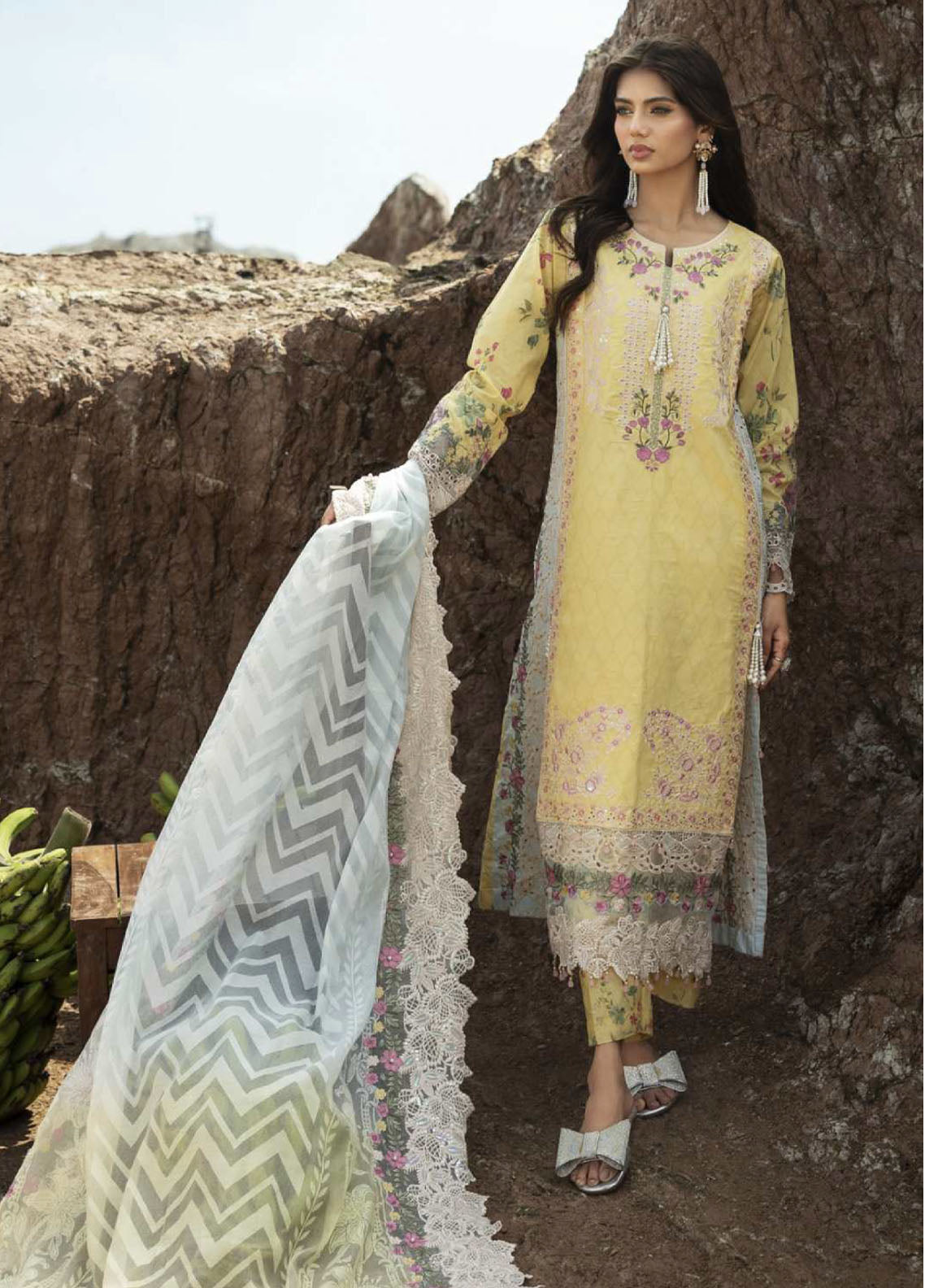 Mahiymaan By Alzohaib Luxury Embroidered Lawn 3 Piece Unstitched Suit AZ26MLL D-10