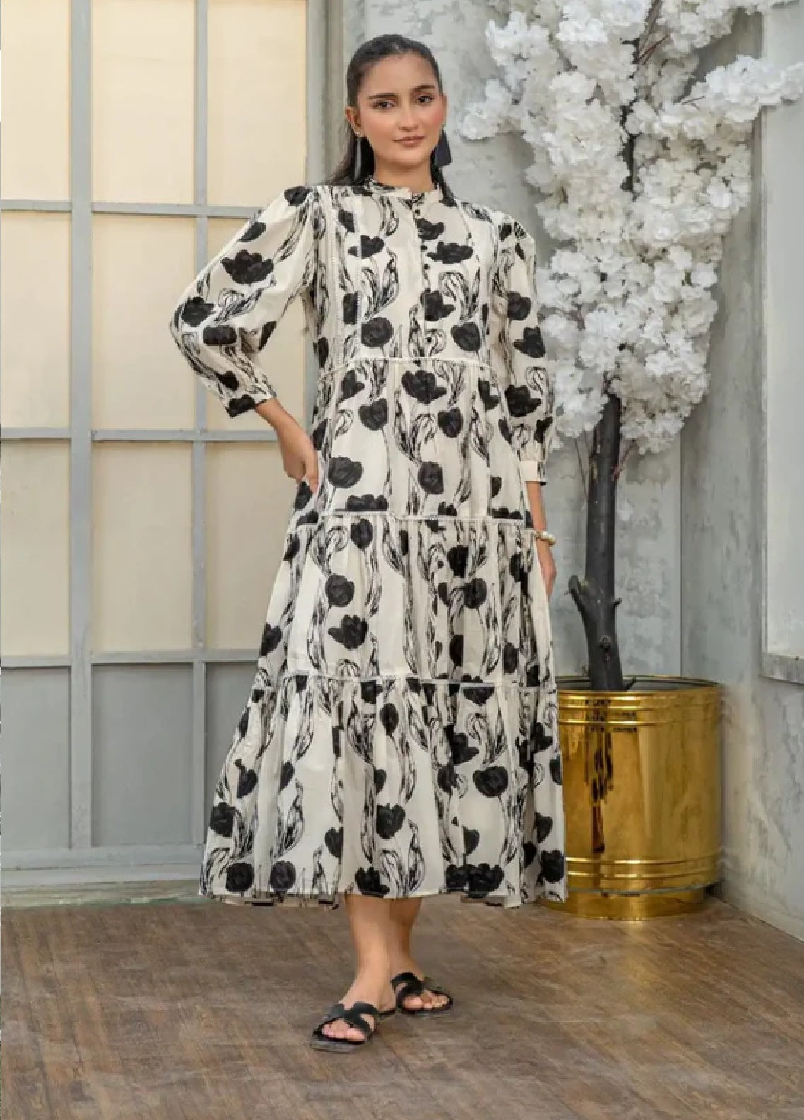 Mahroo Digital Embroidered Cotton 1 Piece Stitched Kurti MMCS25K&G D-T-R-MAXI-015-C