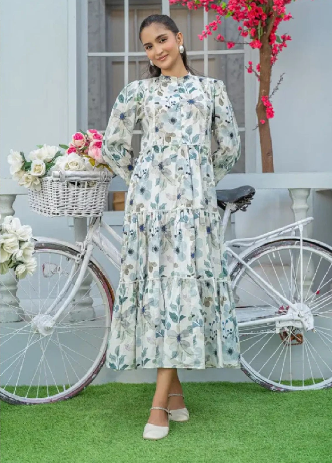 Mahroo Digital Embroidered Cotton 1 Piece Stitched Kurti MMCS25K&G D-T-R-MAXI-015-O/W