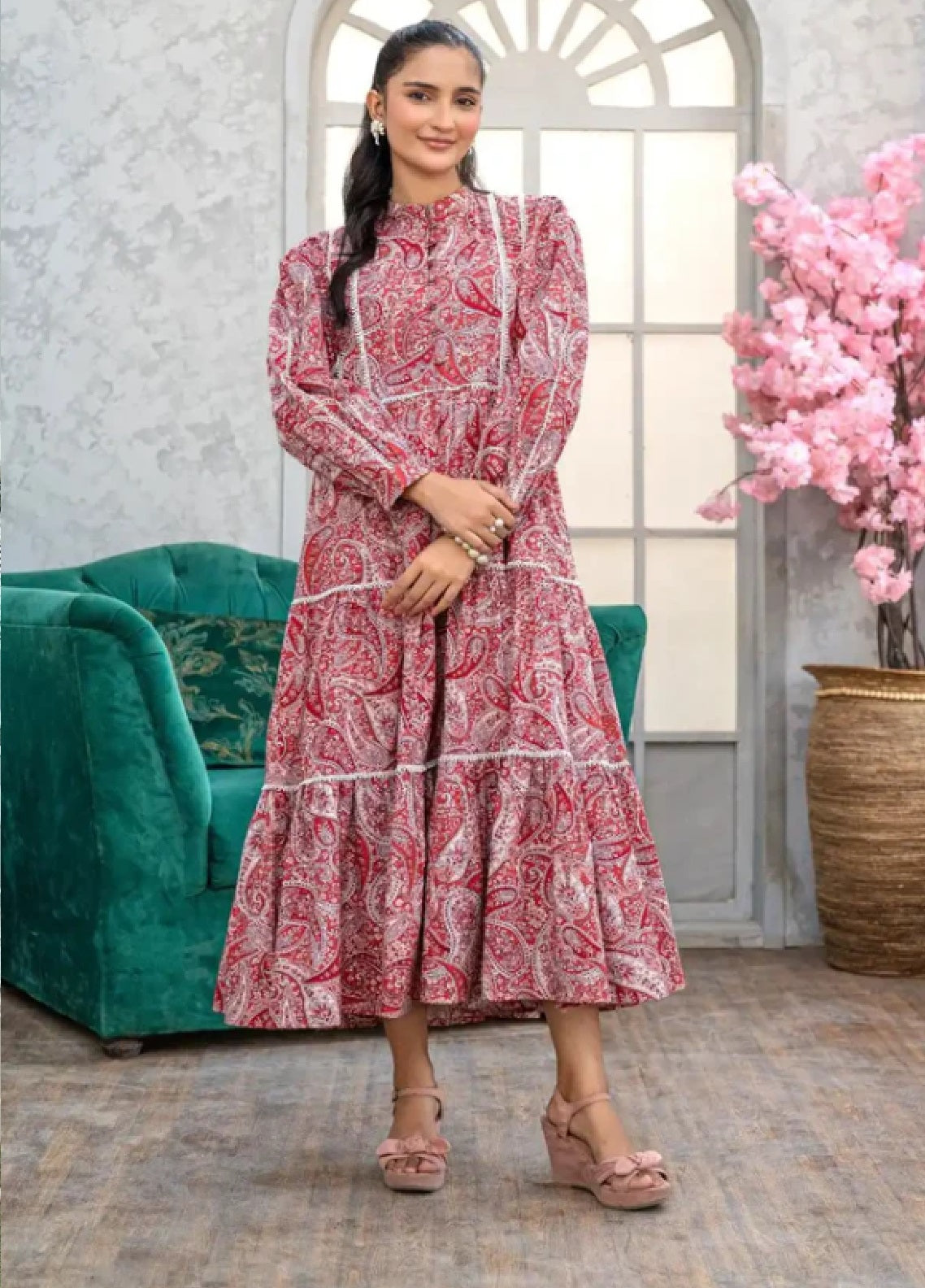 Mahroo Digital Embroidered Cotton 1 Piece Stitched Kurti MMCS25K&G D-T-R-MAXI-015-R