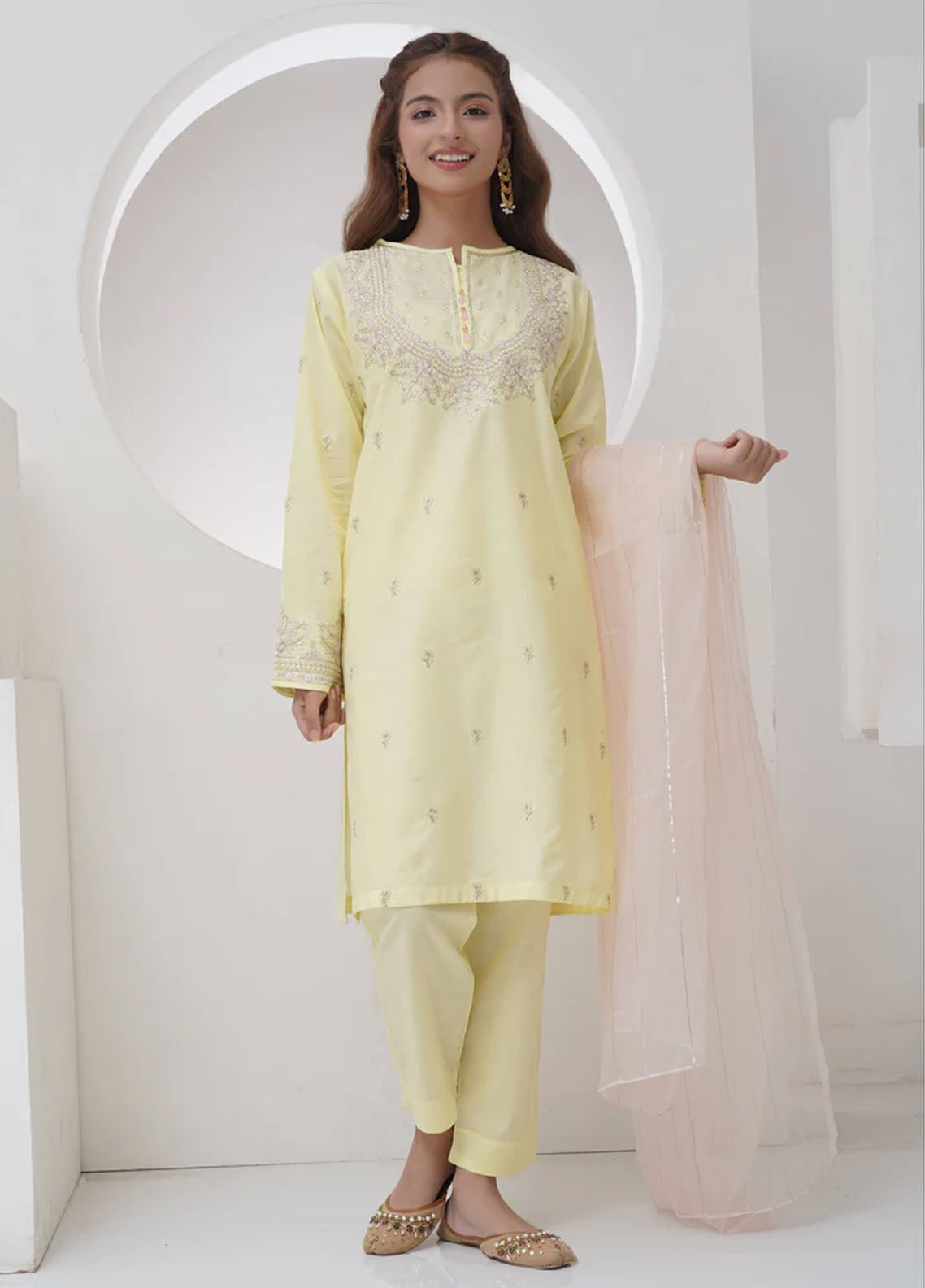 Mahroo Digital Embroidered Cotton 2 Piece Stitched Suit MMCS25K&G D-R-T-SFC-006-LMN