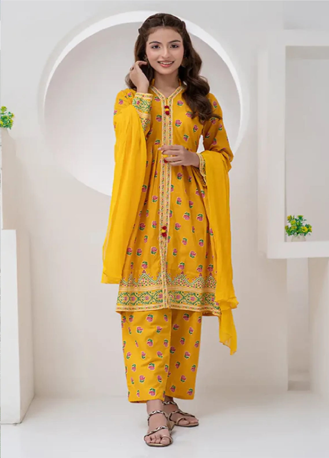 Mahroo Digital Printed Lawn 3 Piece Stitched Suit MMCS25K&G D-JK-PRT-010