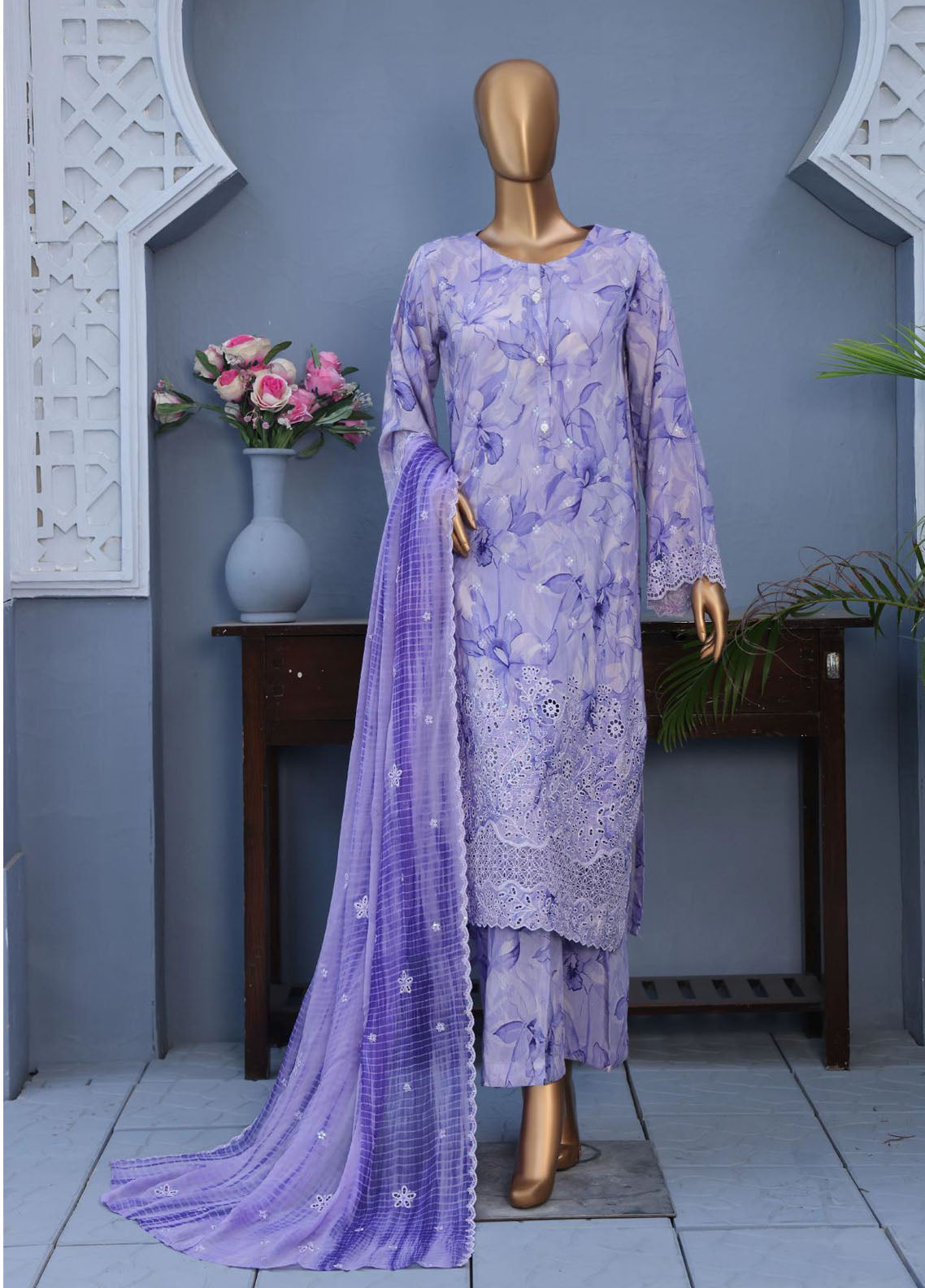 Majestic By HZ Textile Embroidered Khaddar 3 Piece Stitched Suit HZ25MT&D D-017