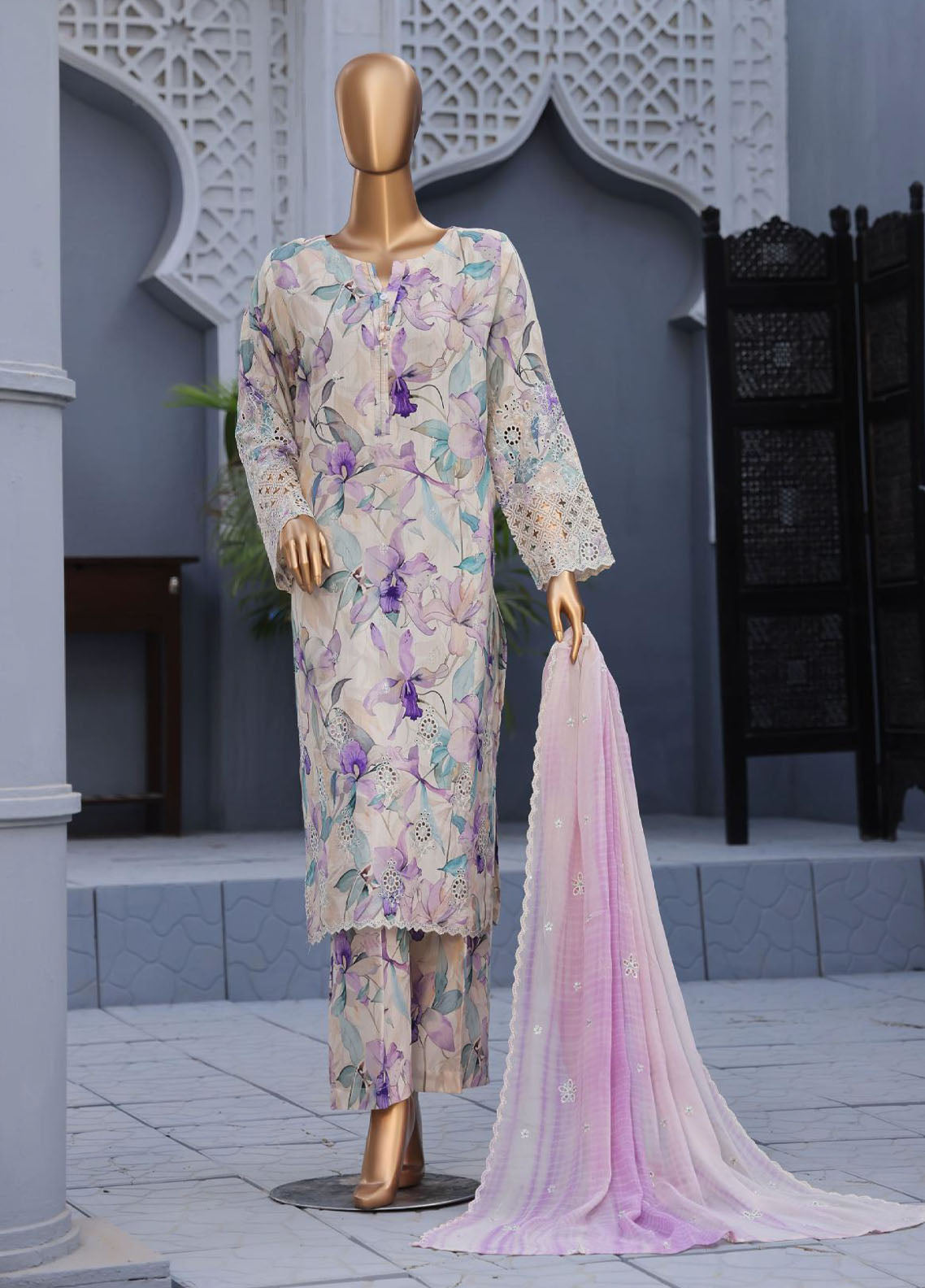 Majestic By HZ Textile Embroidered Khaddar 3 Piece Stitched Suit HZ25MT&D D-019