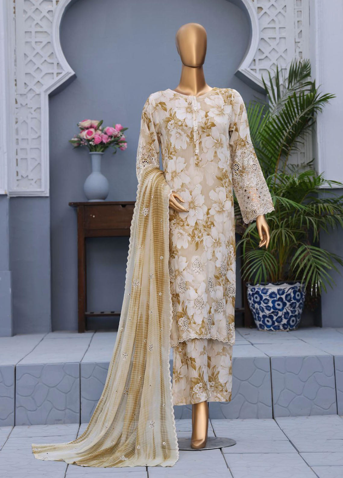 Majestic By HZ Textile Embroidered Khaddar 3 Piece Stitched Suit HZ25MT&D D-021