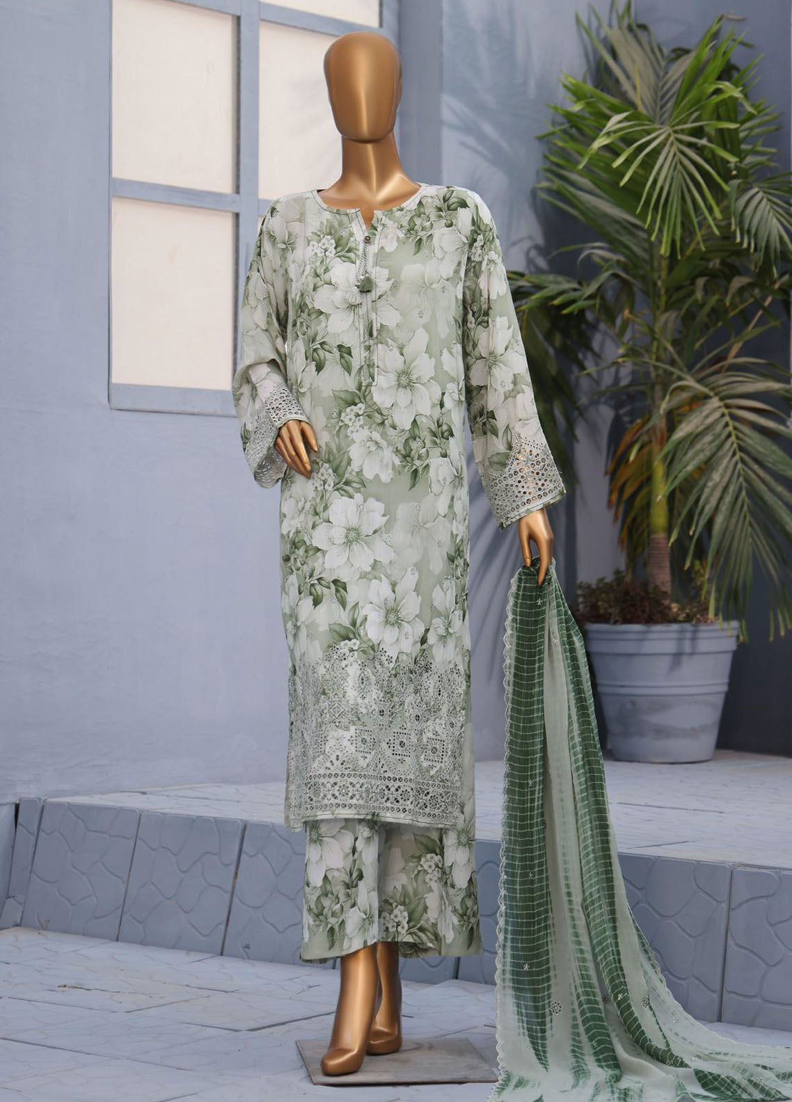 Majestic By HZ Textile Embroidered Khaddar 3 Piece Stitched Suit HZ25MT&D D-023