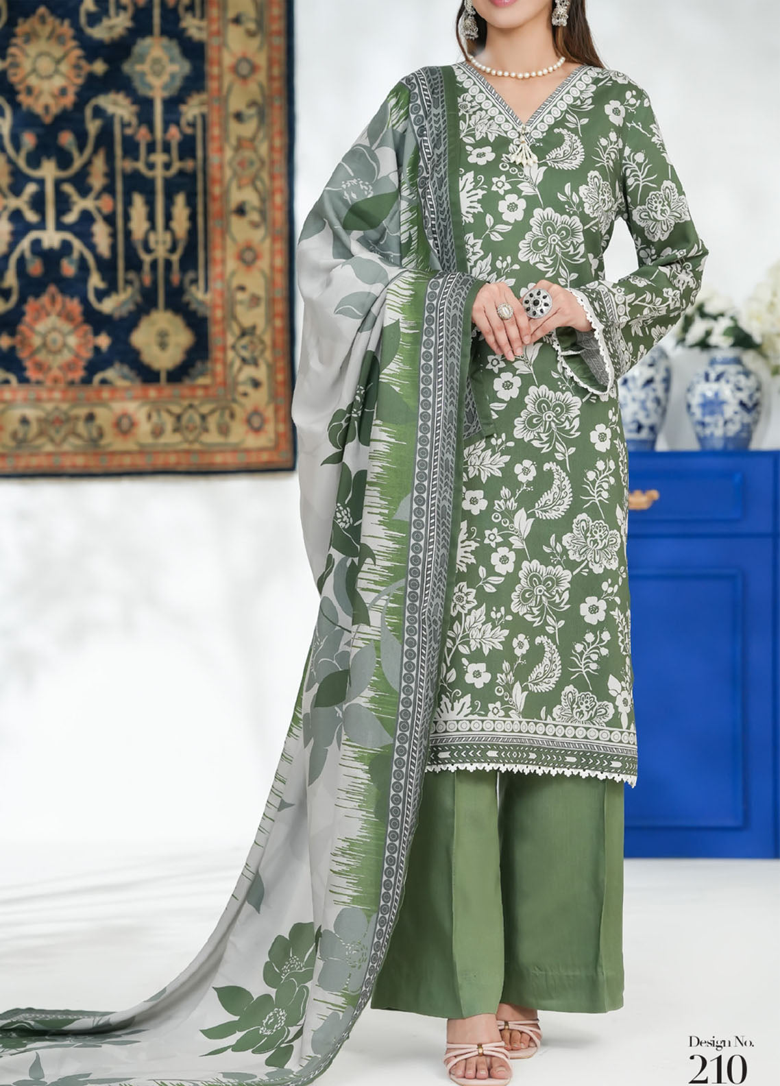 Malhar By VS Textile Printed Viscose 3 Piece Unstitched Suit VS25M D-210