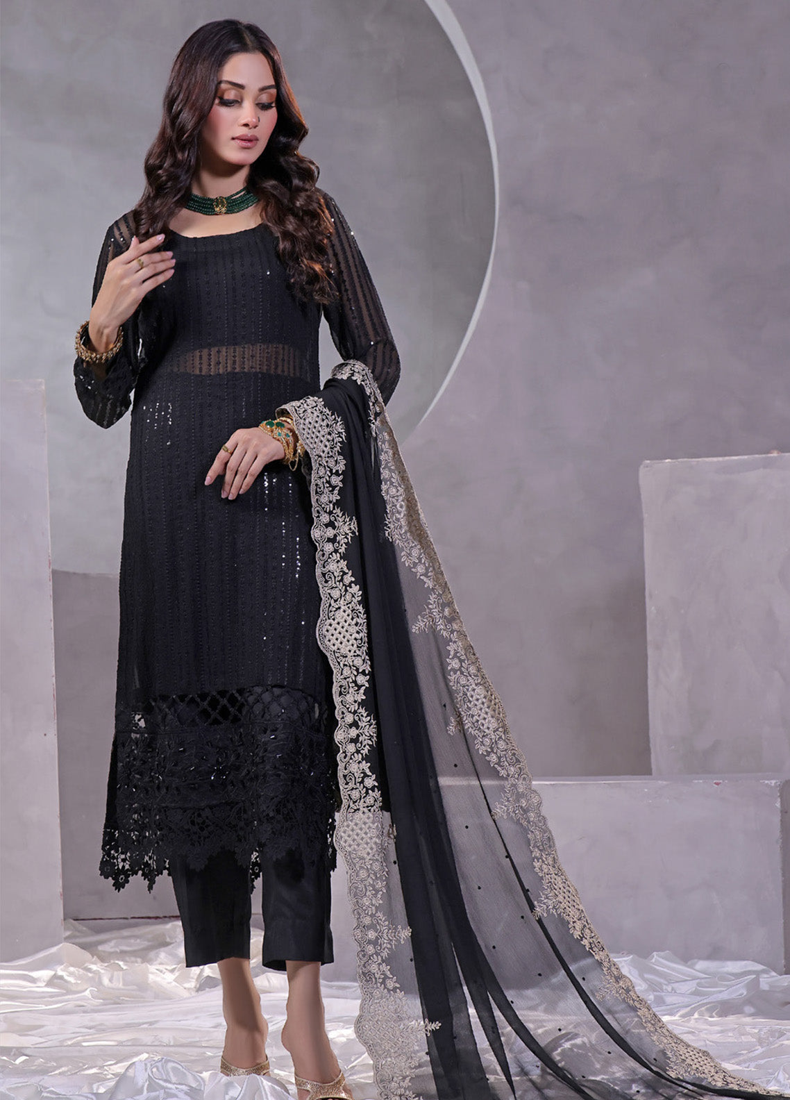 Manaar By Soghat Creation Embroidered Chiffon 3 Piece Unstitched Suit SC24LHC LC-02