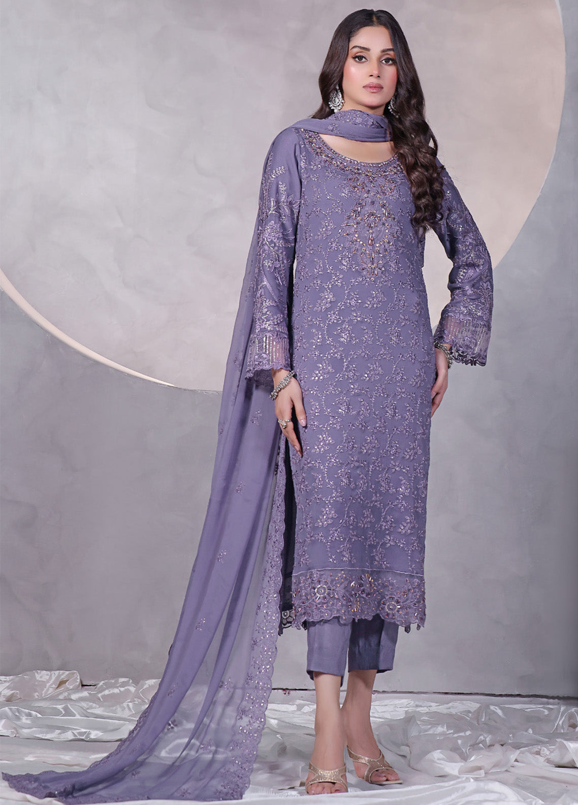 Manaar By Soghat Creation Embroidered Chiffon 3 Piece Unstitched Suit SC24LHC LC-05