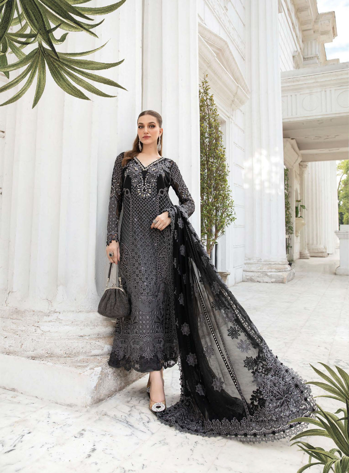 Maria B Luxury Formal Embroidered Chiffon 3 Piece Unstitched Suit MB24C D-01