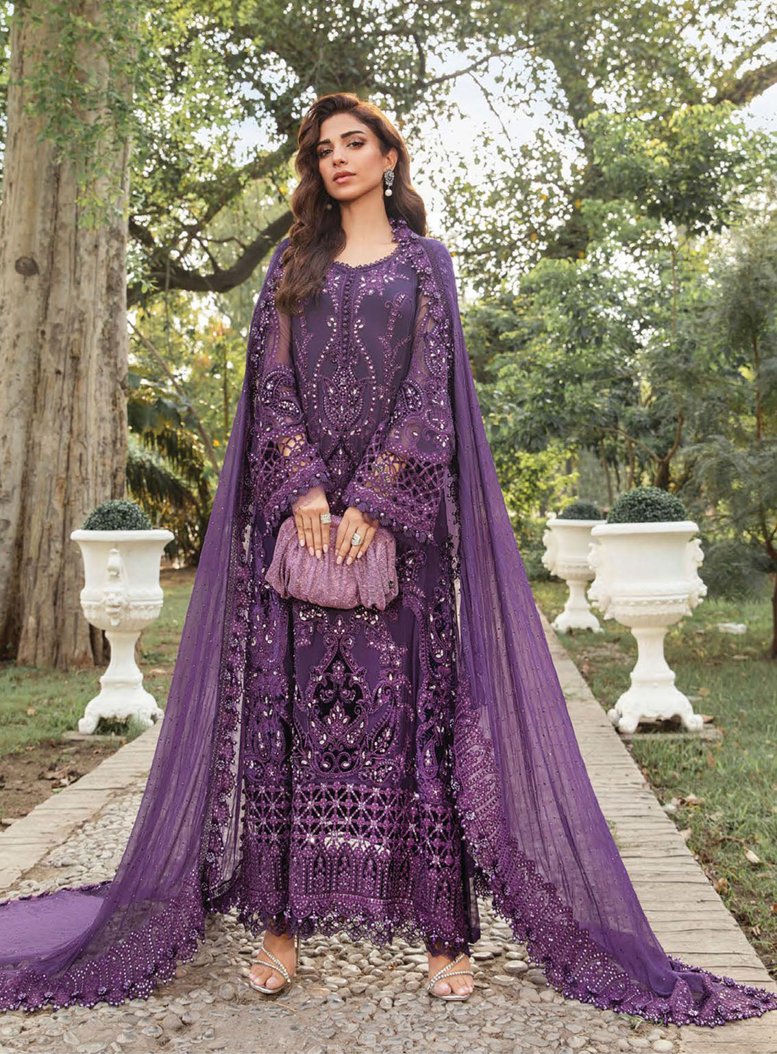 Maria B Luxury Formal Embroidered Chiffon 3 Piece Unstitched Suit MB24C D-02