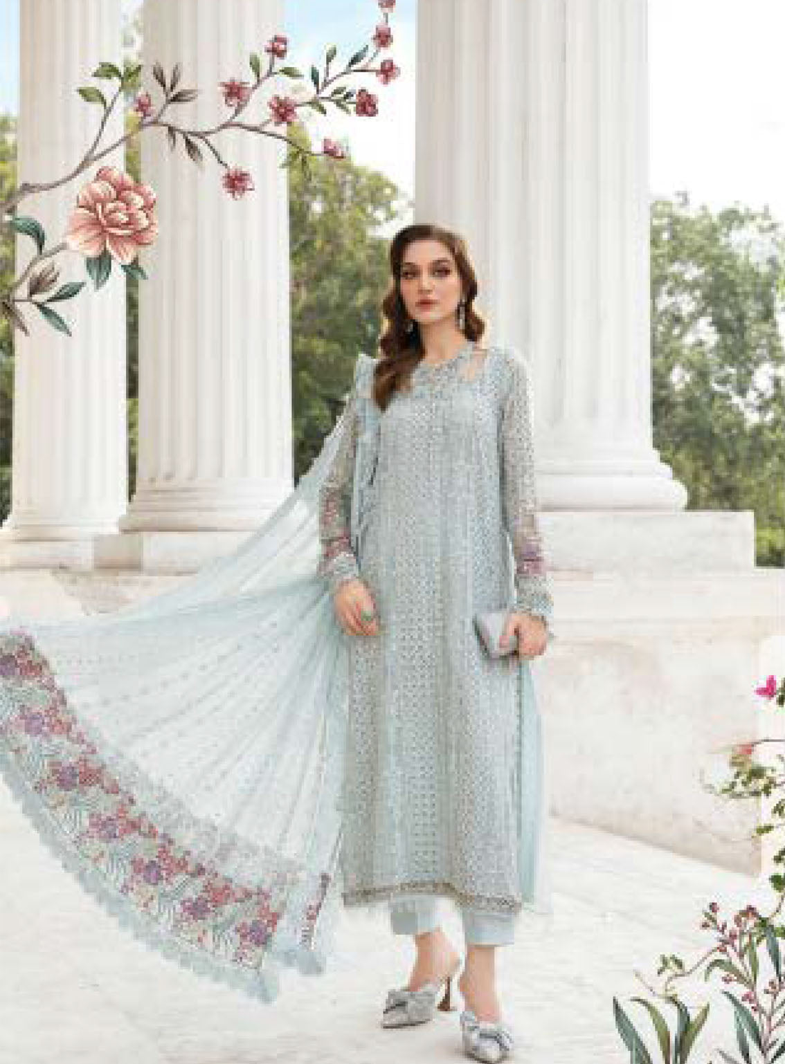 Maria B Luxury Formal Embroidered Chiffon 3 Piece Unstitched Suit MB24C D-03
