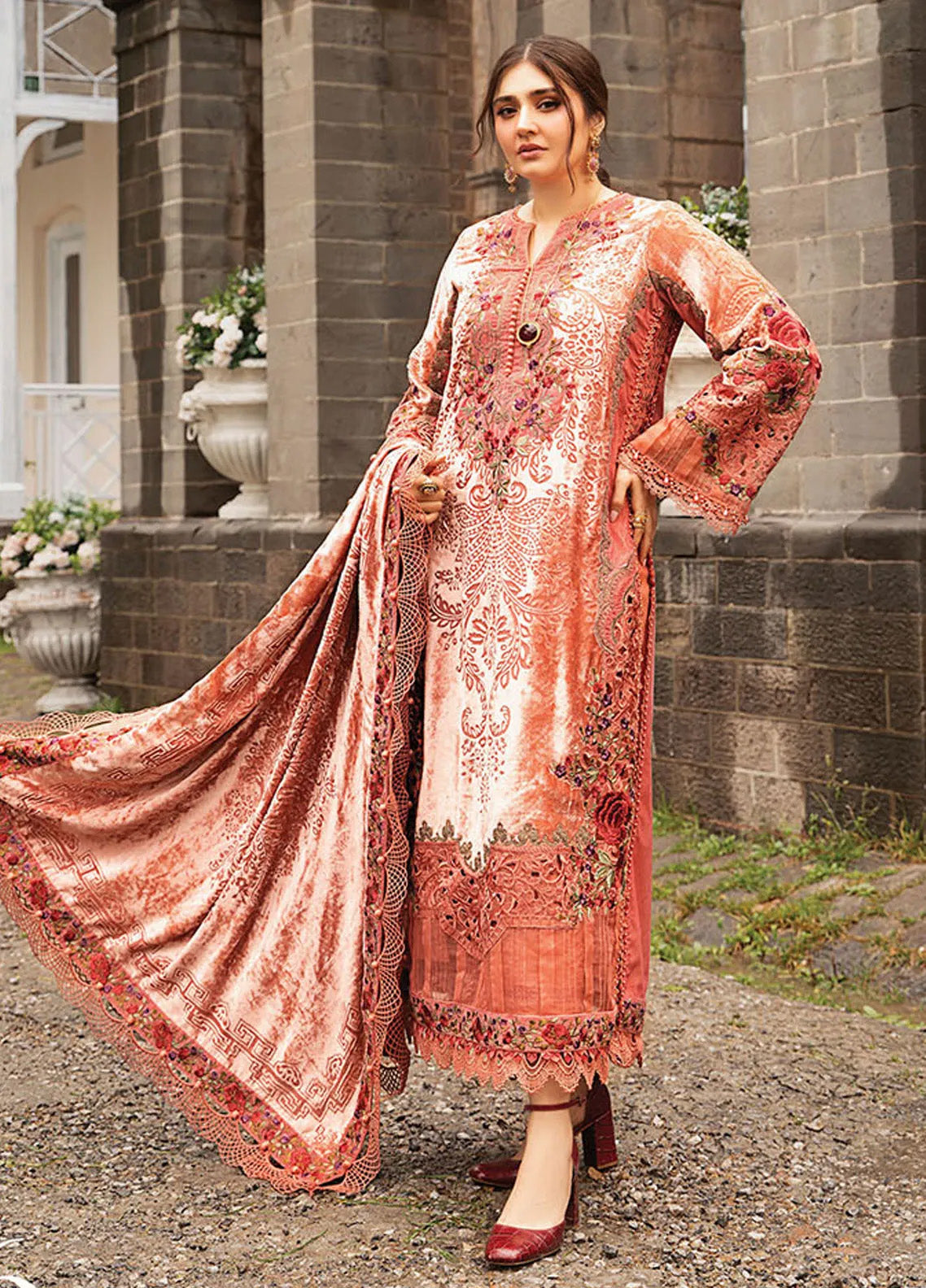 Maria B Winter Luxe Embroidered Palachi 3 Piece Unstitched Suit MB24WL DL-1206